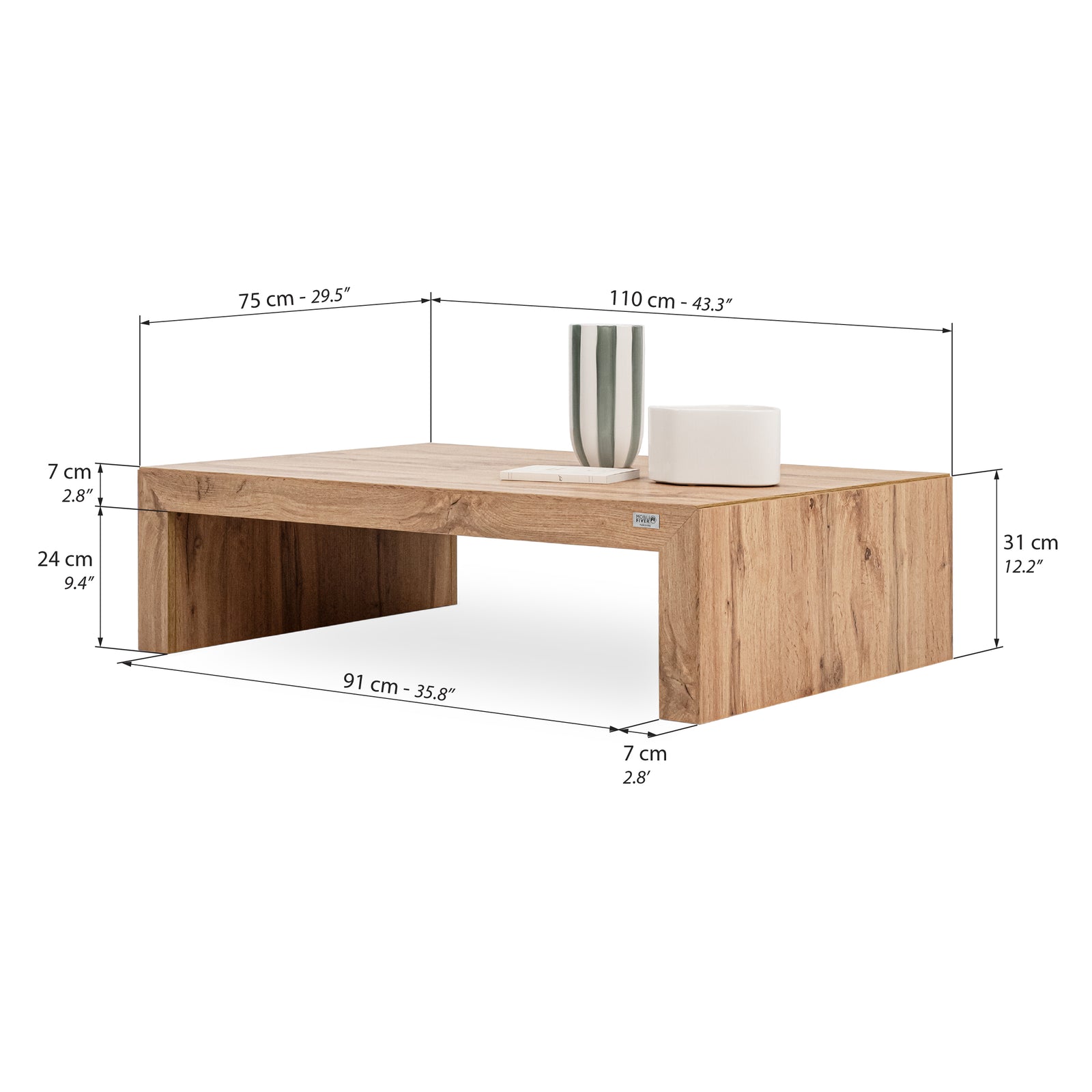 Angelica Coffee Table 110x75 cm, Rustic Oak - Immagine tecnica 1