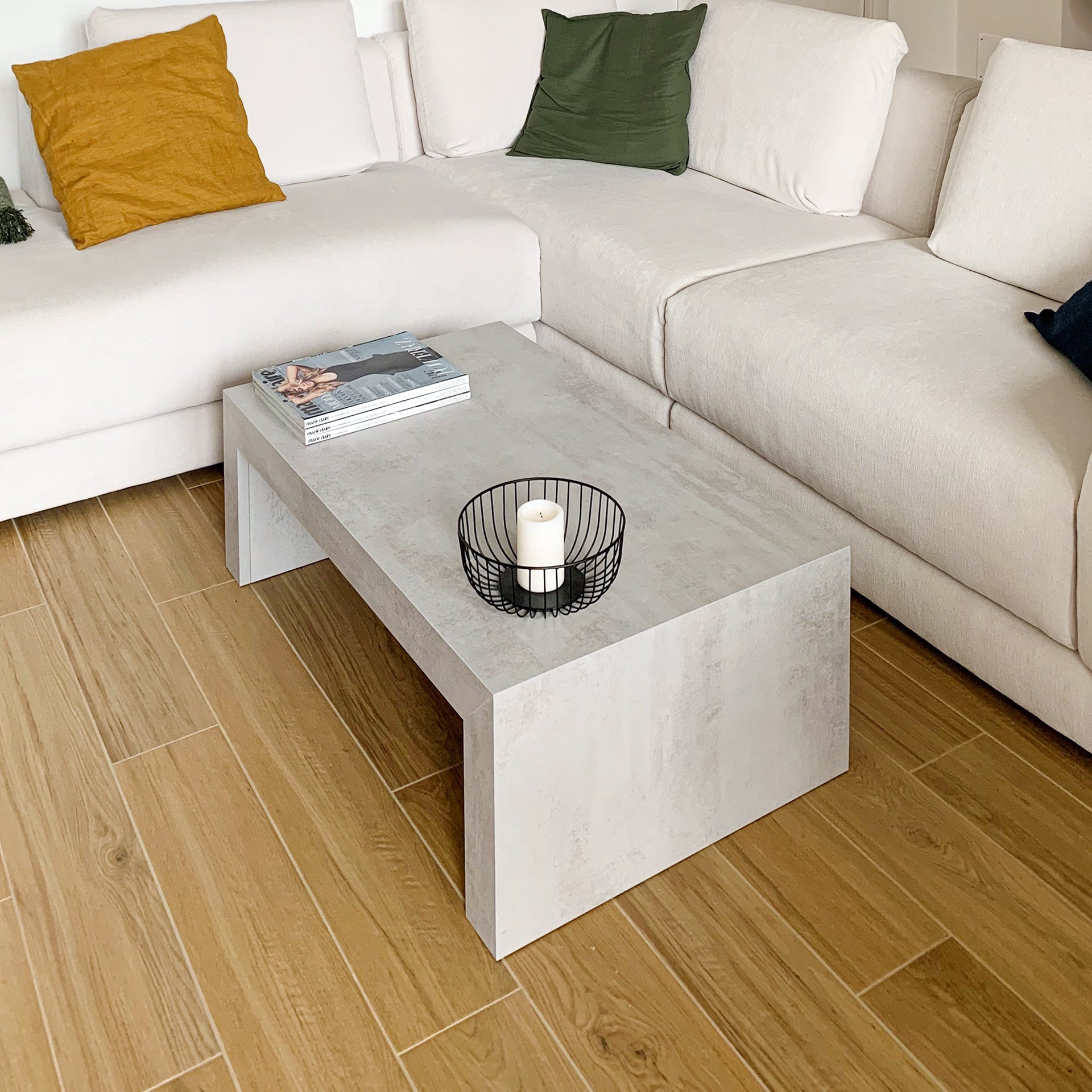 Tavolino Angelica, Grigio Cemento - Immagine ambientata 1