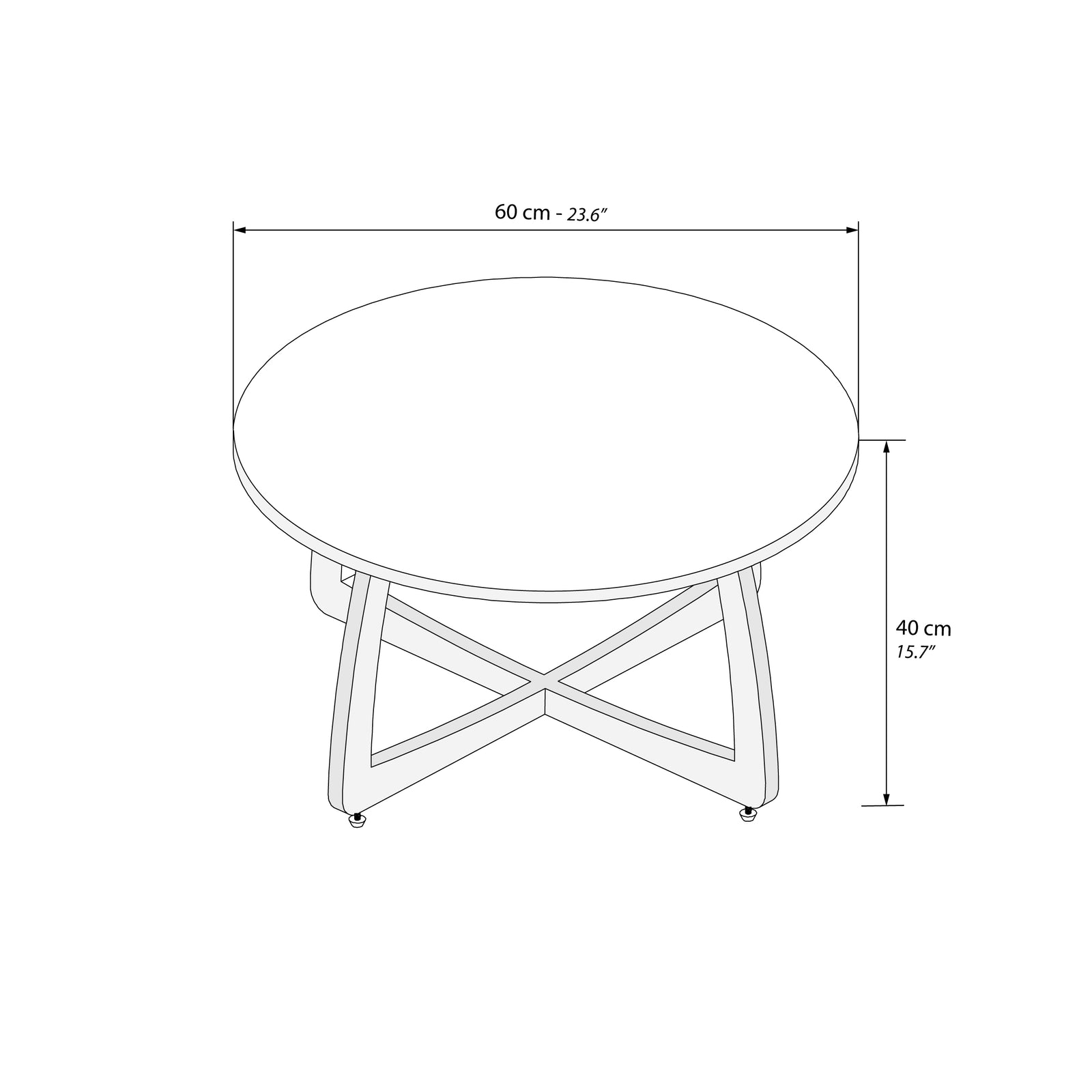 Pair of Outdoor Side Tables Aurora, H60 and H80, Cream White with Teak Legs - Immagine tecnica 2