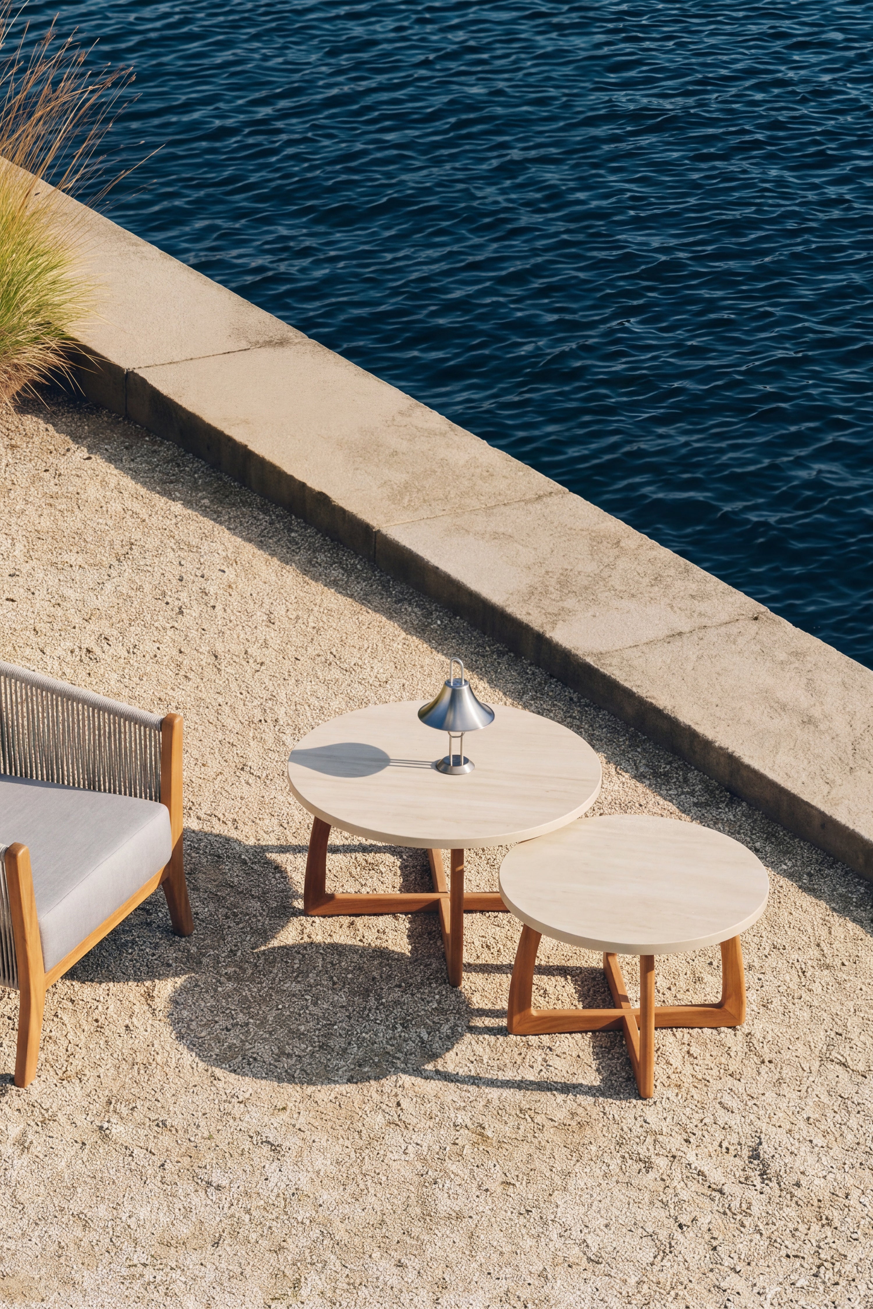 Salotto da giardino con 2 divani, 2 poltrone e 3 tavolini, Aurora, Beige - Immagine dettaglio 6