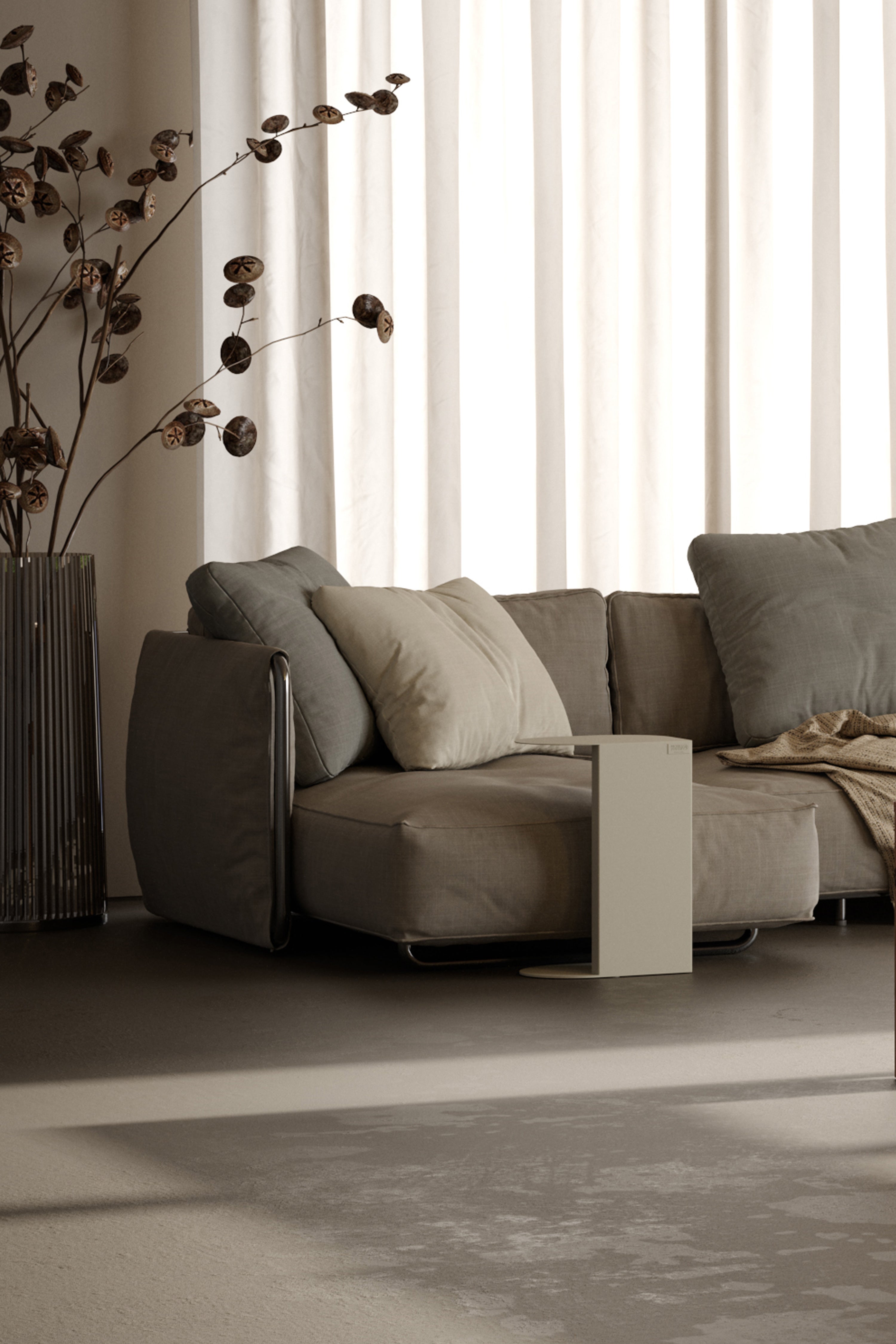 Set van 2 Camilla metalen bijzettafels, h45 en h55, Wit - Setafbeelding 1
