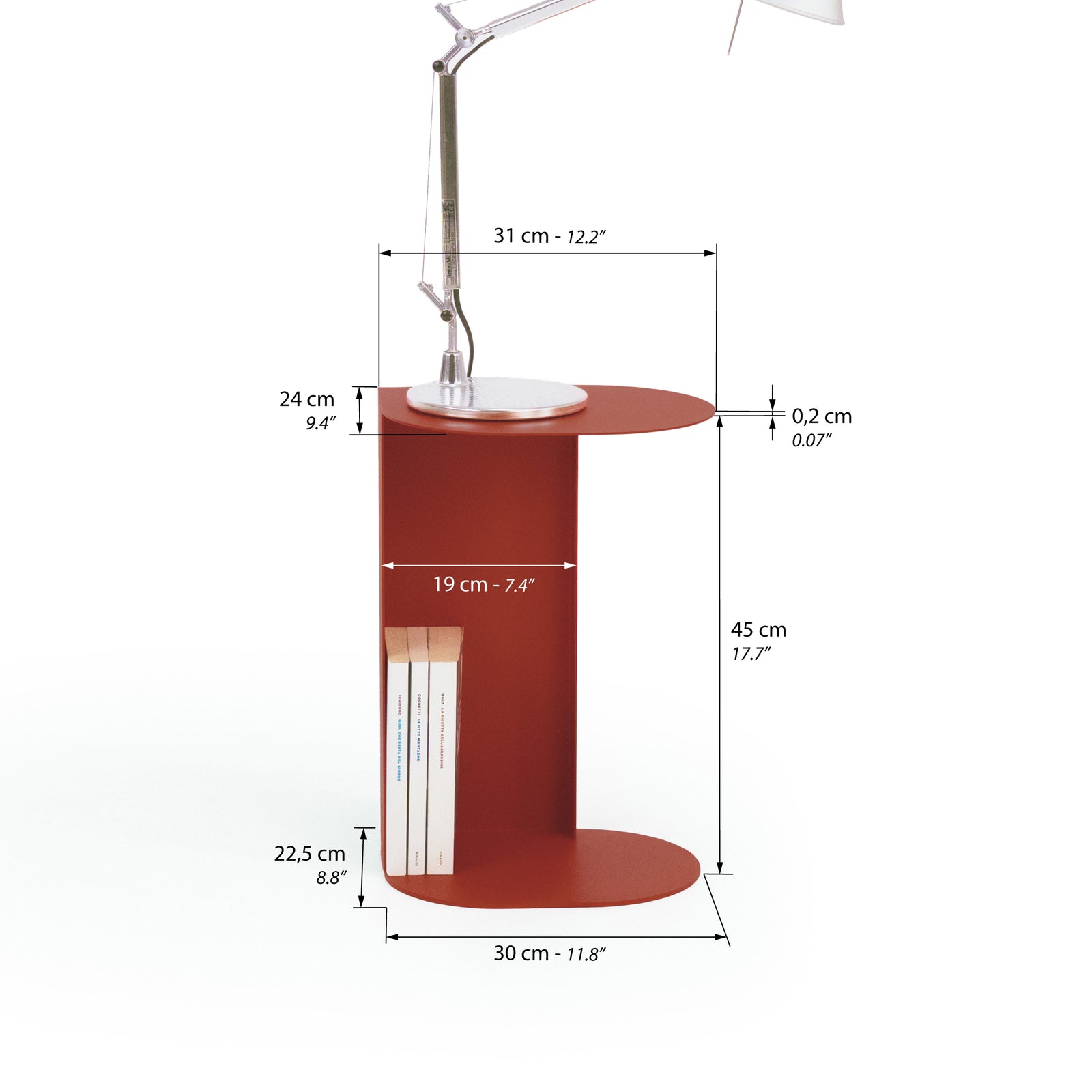 Camilla Metal Side Table, 31x24x45 cm, Terracotta - Immagine tecnica 1