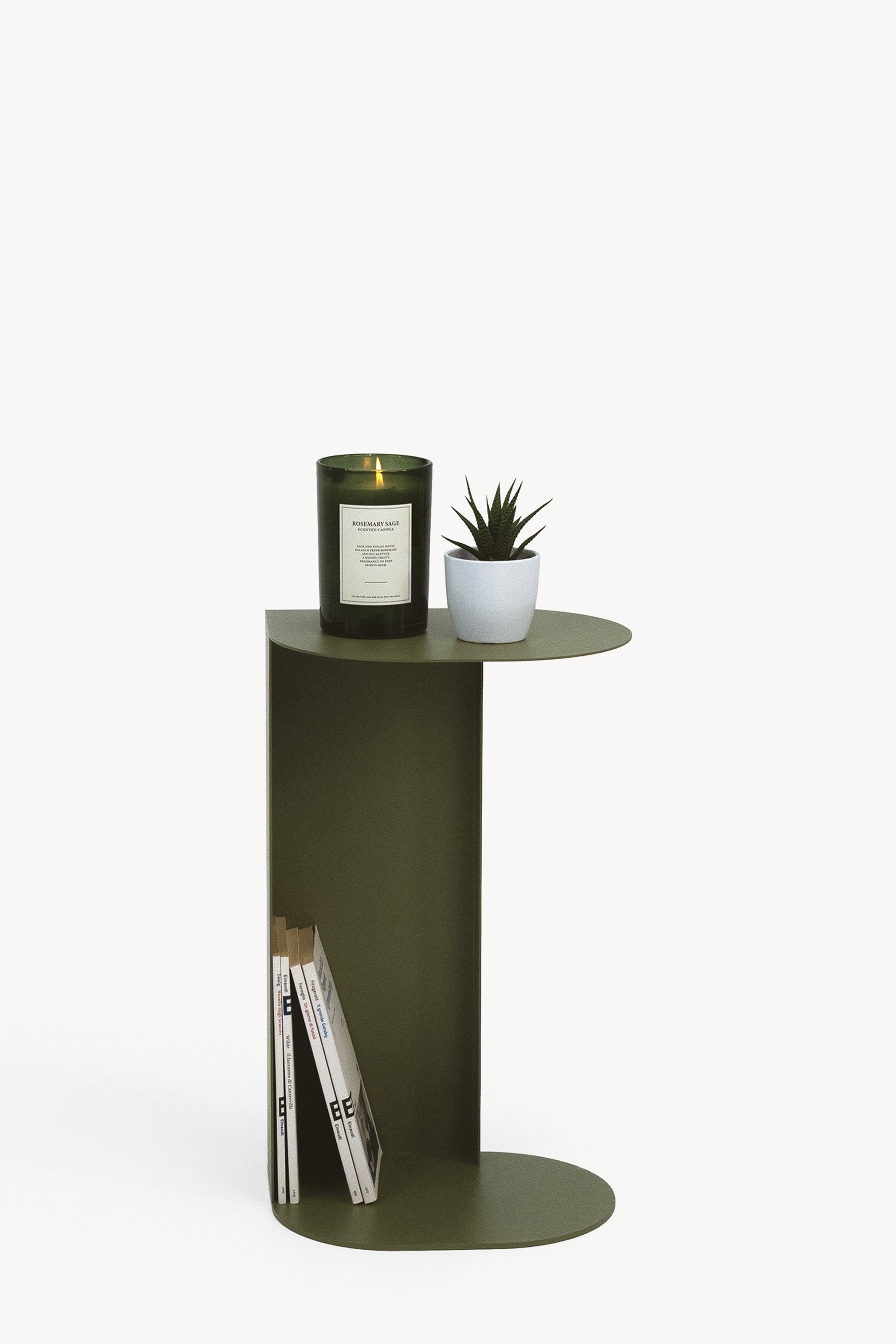 Camilla Metal Side Table, 31x24x55 cm, Olive Green
