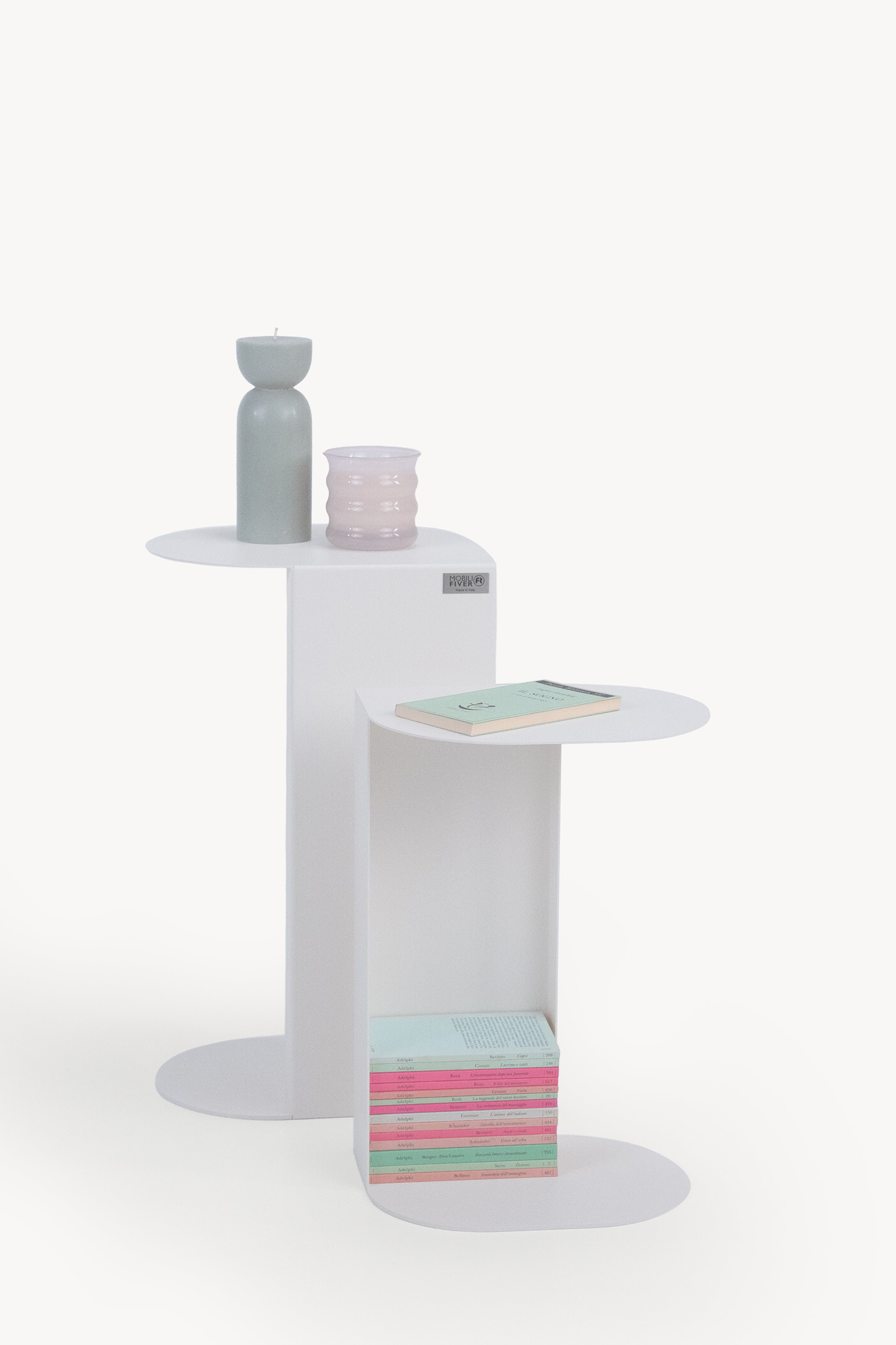 Set of 2 Camilla Metal Side Tables, h45 and h55, White