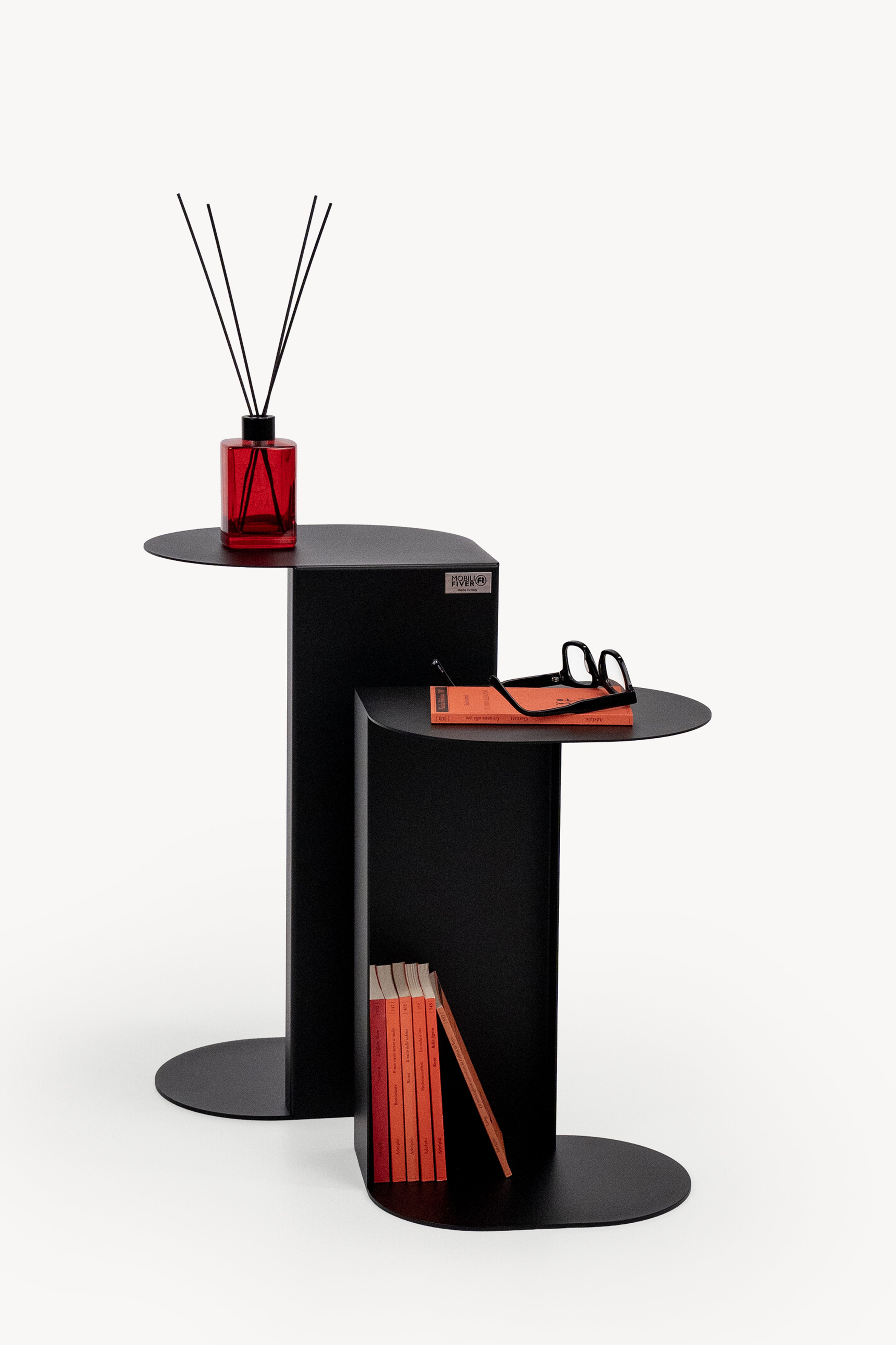 Set of 2 Camilla Metal Side Tables, h45 and h55, Black