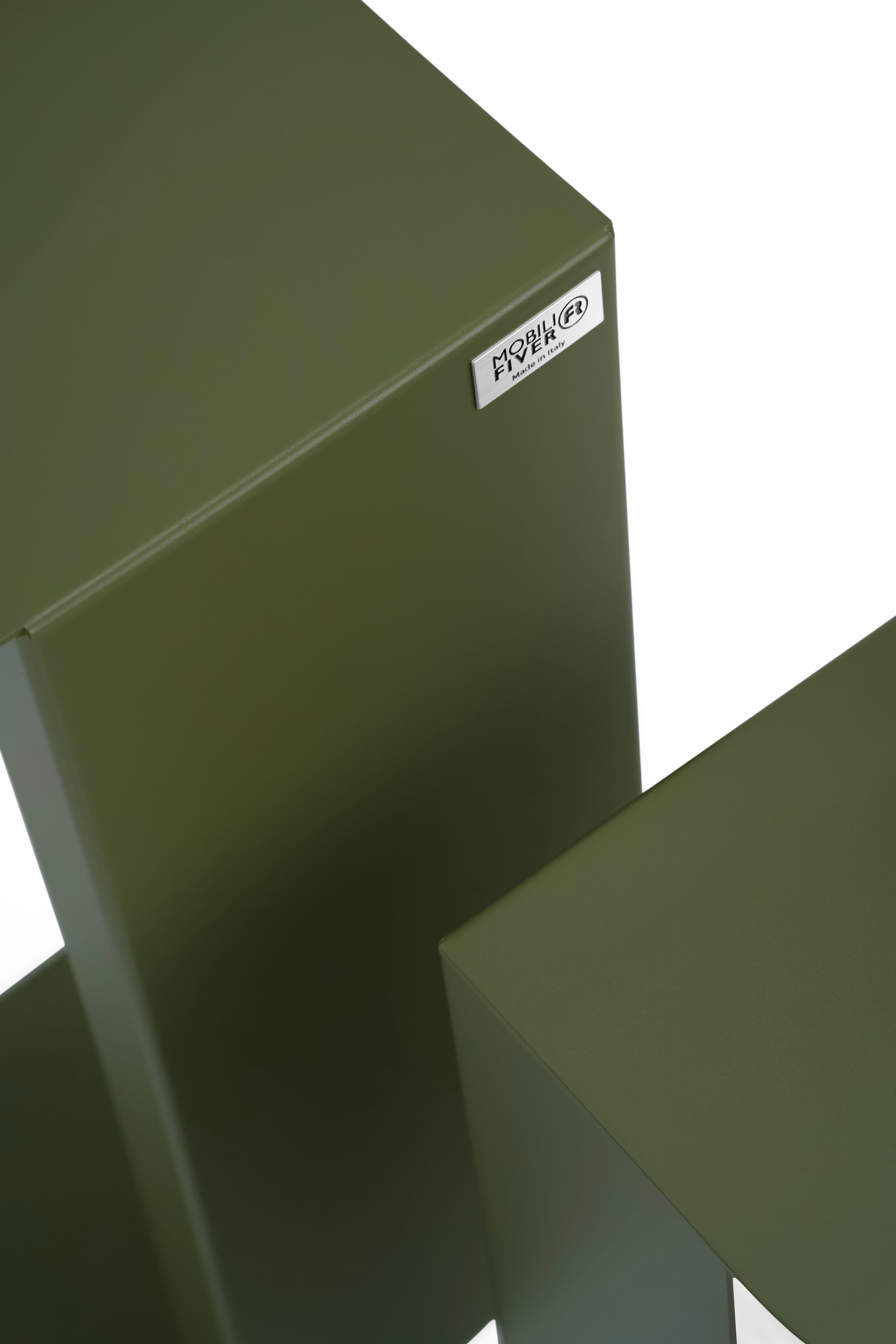 Coppia di tavolini in metallo Camilla, h45 e h55, Verde oliva - Immagine dettaglio 3