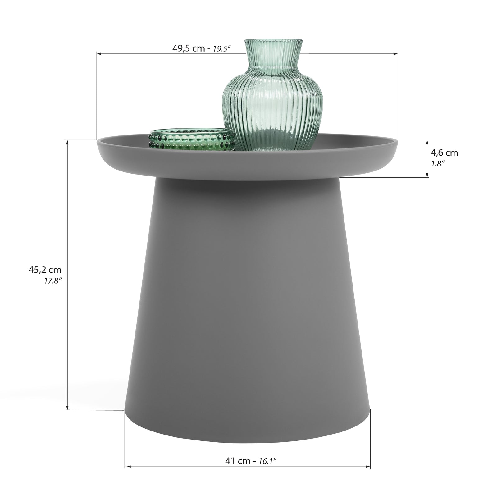 Runder Couchtisch Olivia, 50x50x46,5 cm, Grau - Immagine tecnica 1