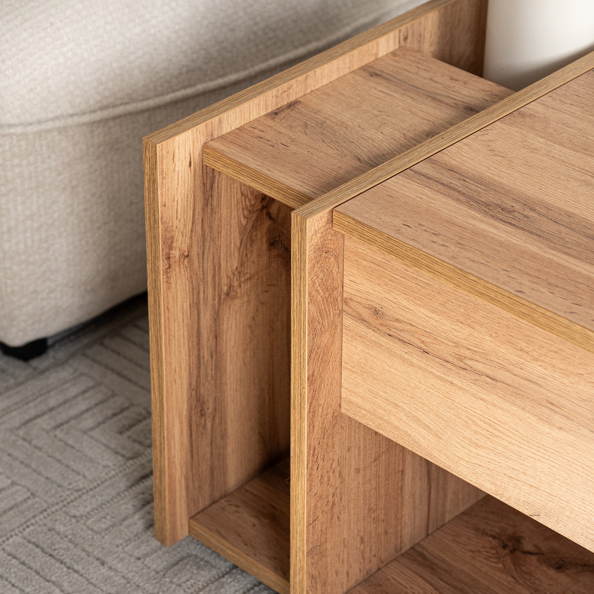 Mesa de Centro Elevable Romina, Madera Rústica - Imagen de detalle 5