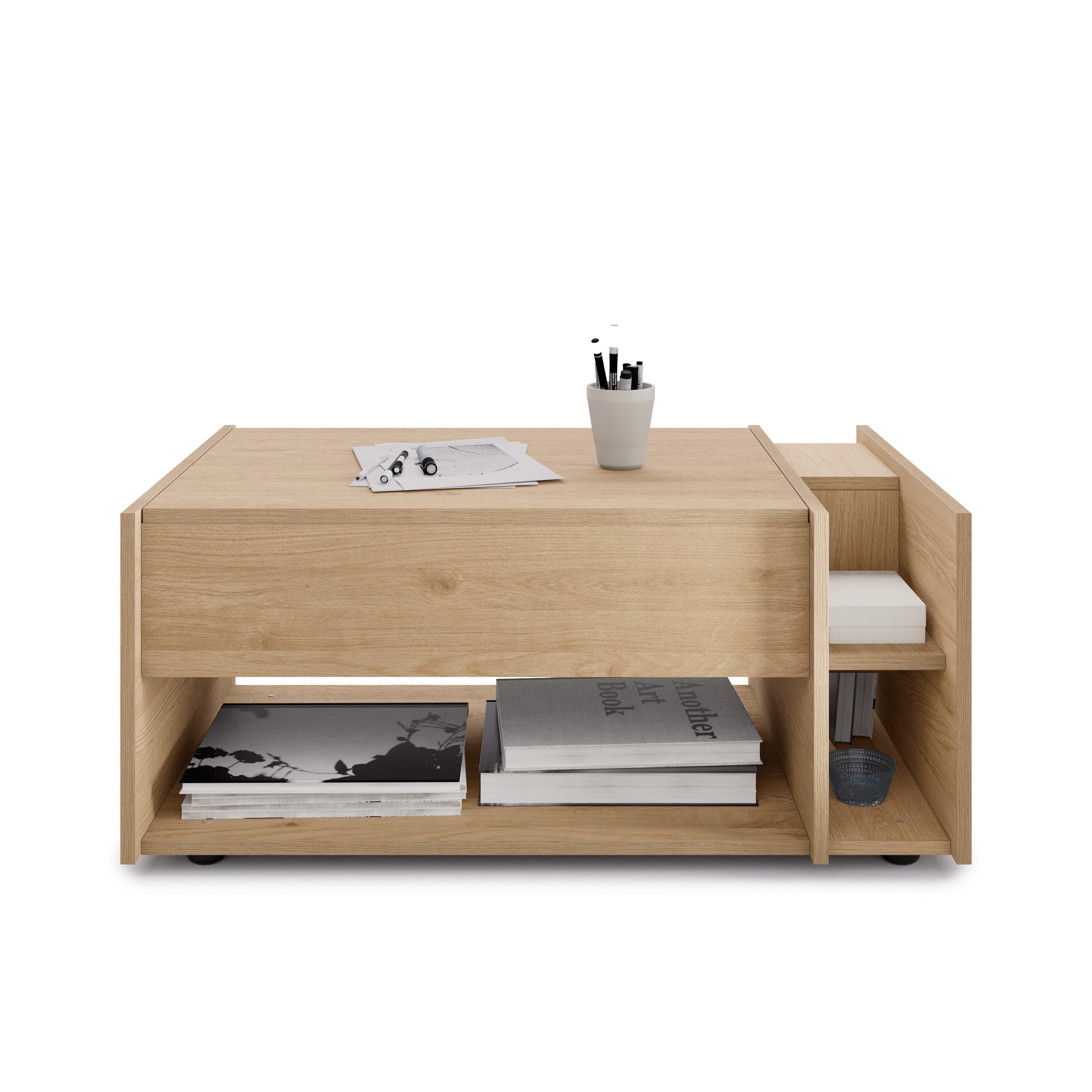 Mesa de Centro Elevable Romina, Madera Natural - Detail image 2
