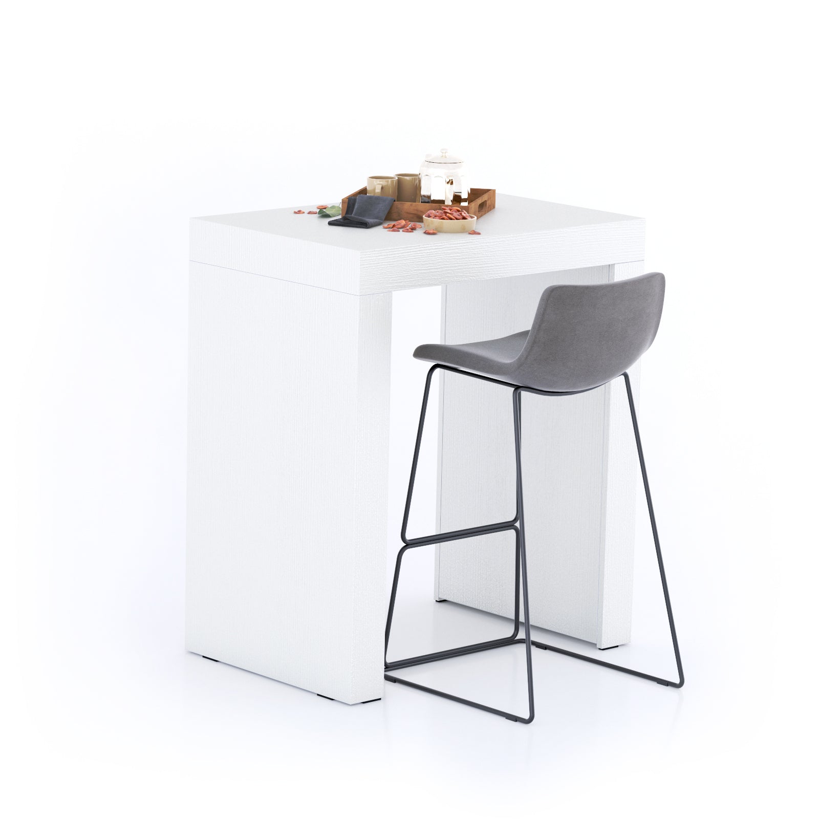 Table Haute Evolution 90x60, Frêne Blanc avec 2 pieds - Main image