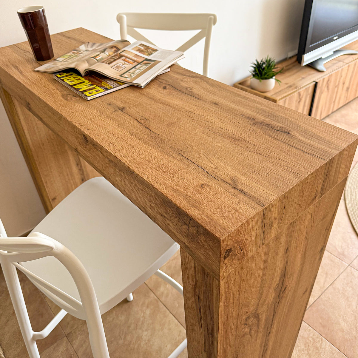 Evolution High Table 120x40, Rustic Oak - Set image 4