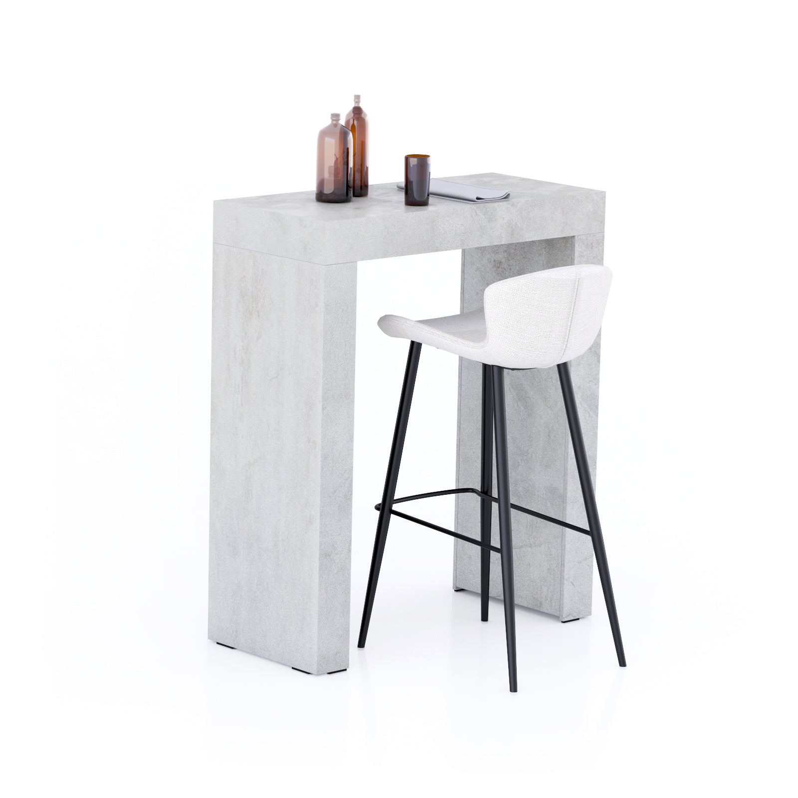 Table Haute Evolution 90x40, Gris béton avec 2 pieds