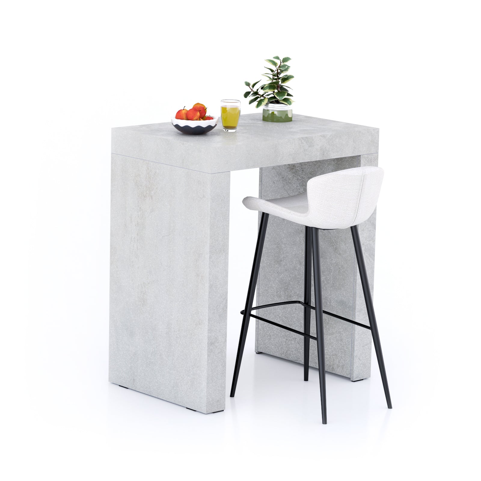 Table Haute Evolution 90x60, Gris béton avec 2 pieds