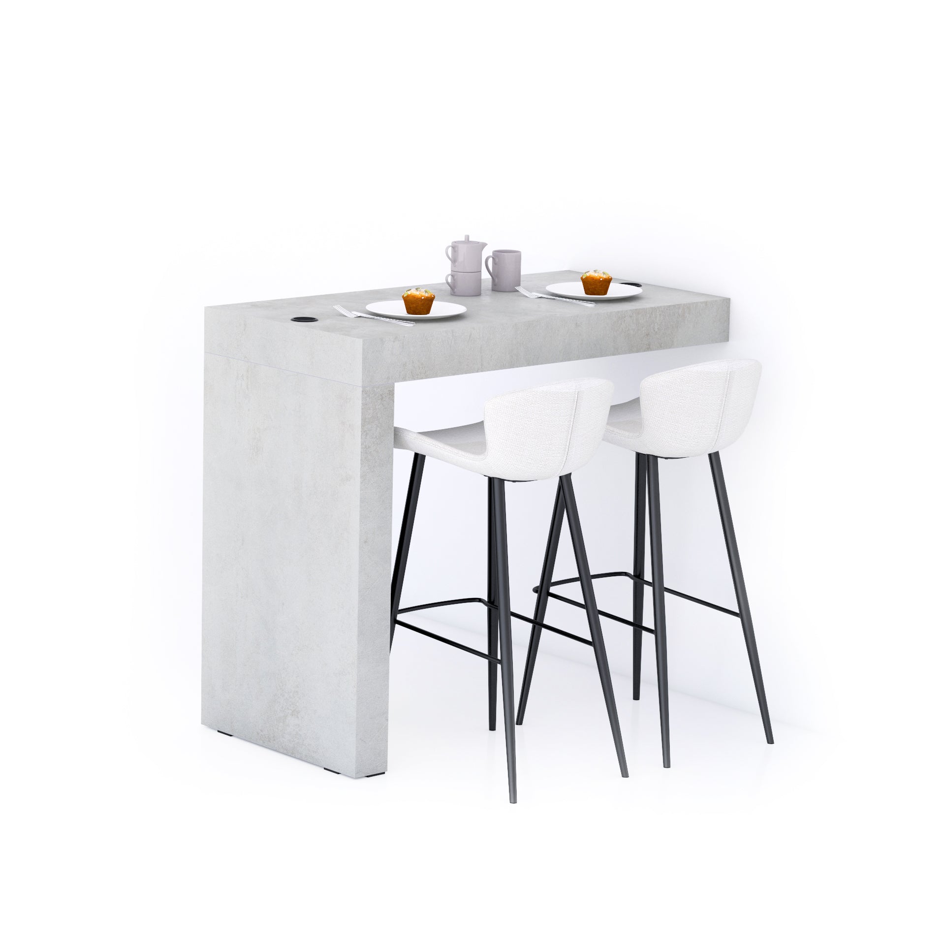 Péninsule Evolution 120x60, Gris Béton et Chargeur Sans Fil