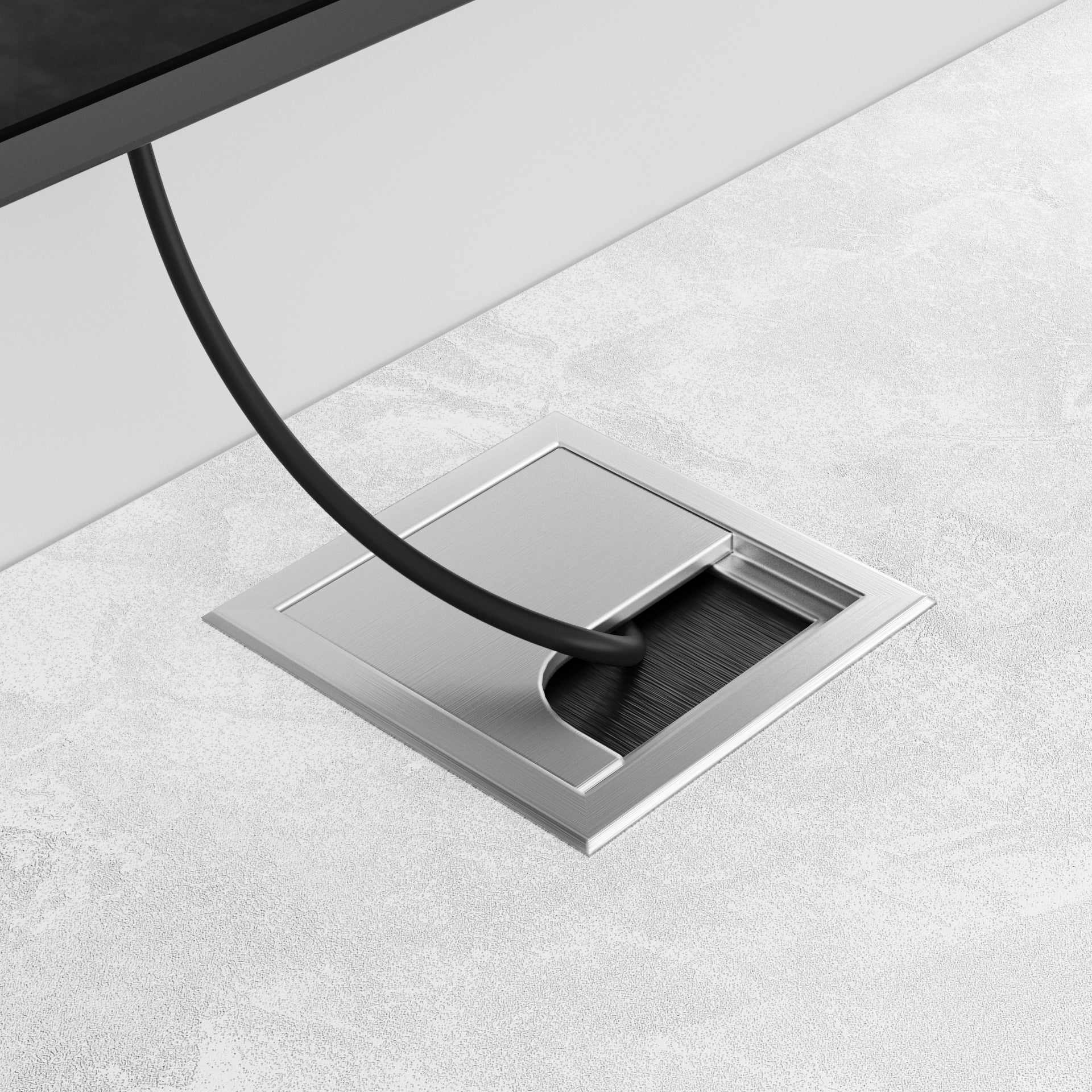 Emma Wall TV Unit with Door, Concrete Effect, White - Detail image 2
