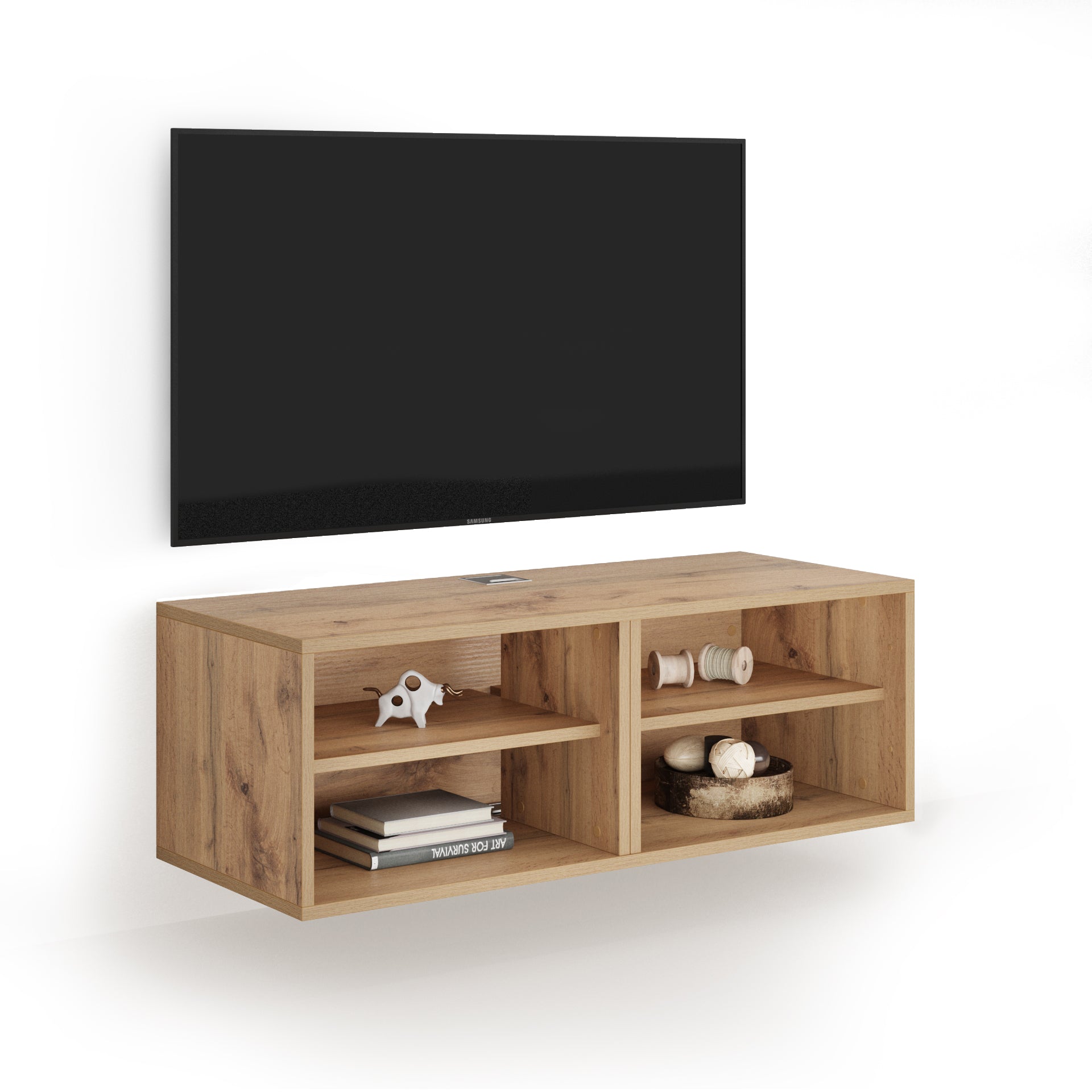X Wall TV Unit without Door, Rustic Oak - Main image
