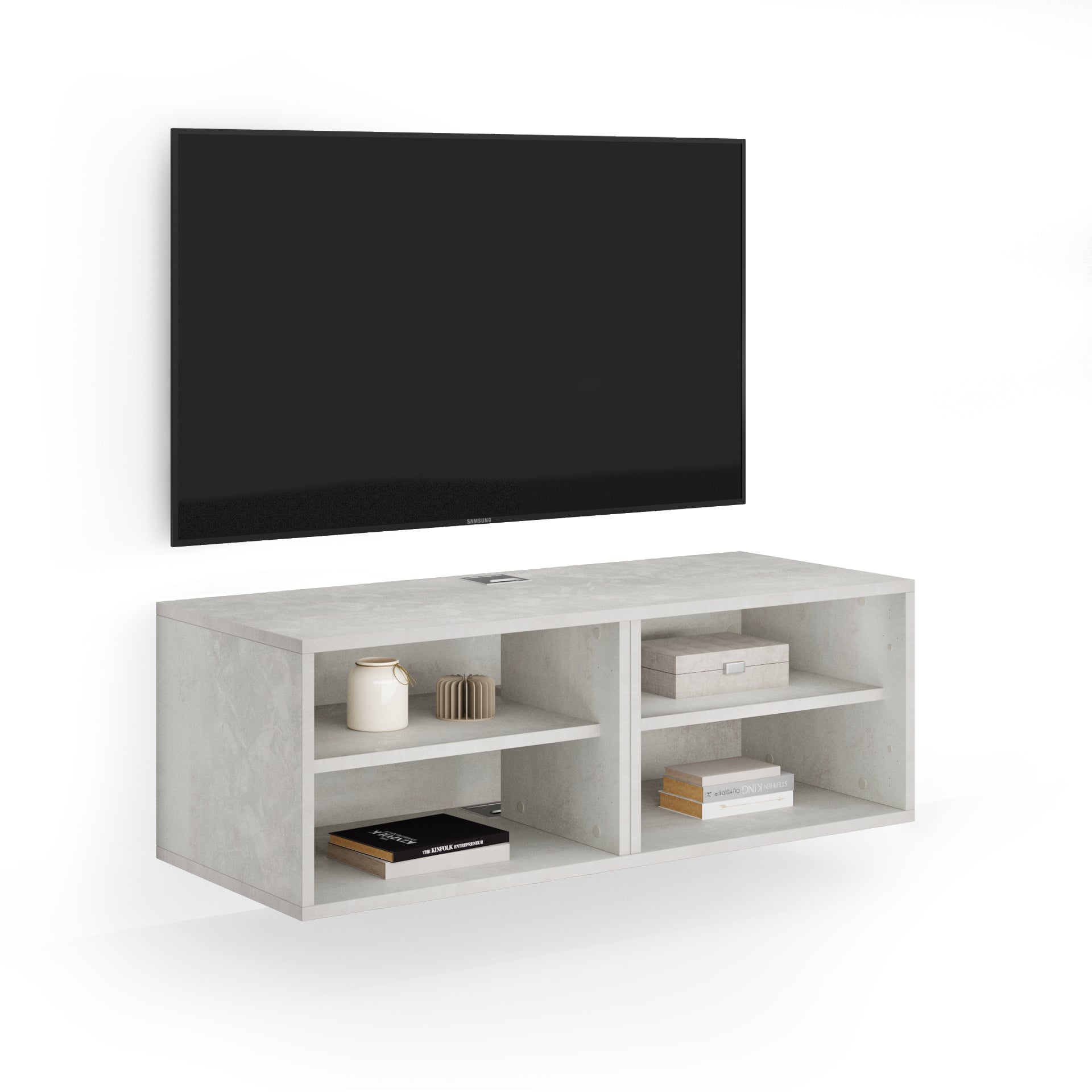 Porta Tv sospeso X Senza Anta, Grigio Cemento - Immagine principale