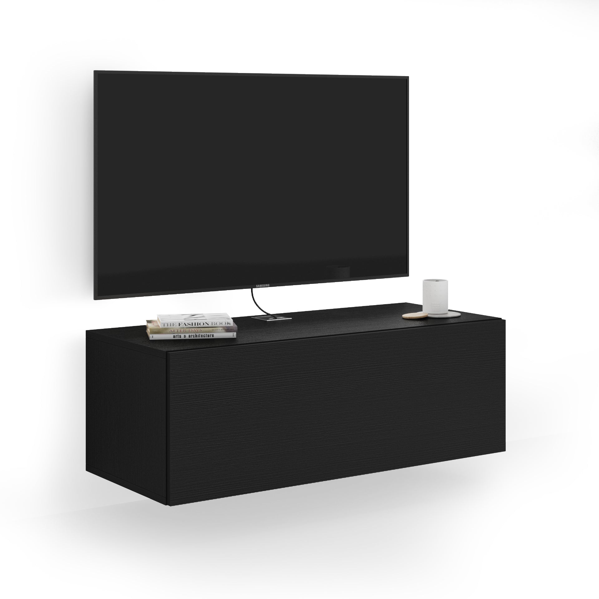Porta Tv sospeso Easy Con Anta Ribalta, Nero Frassino