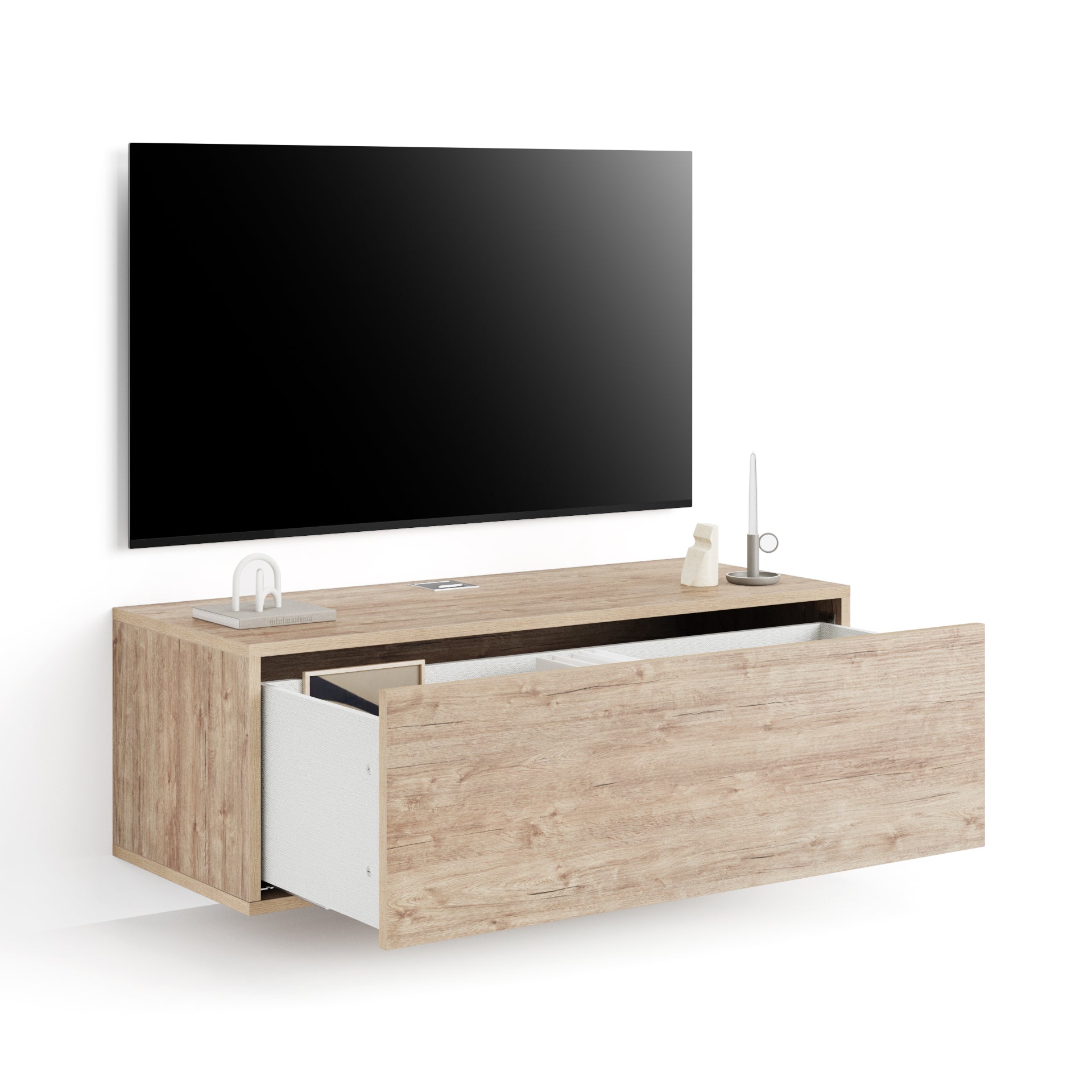 Iacopo Wall TV Unit with Drawer, Oak