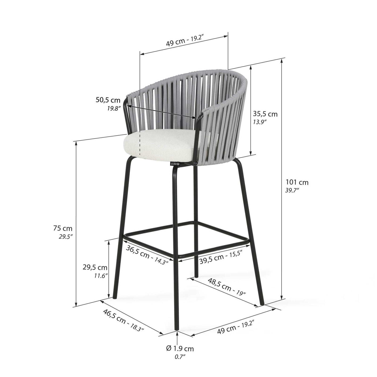 Anna Stoffhocker, 2er-Set, Cremeweiß - Immagine tecnica 1