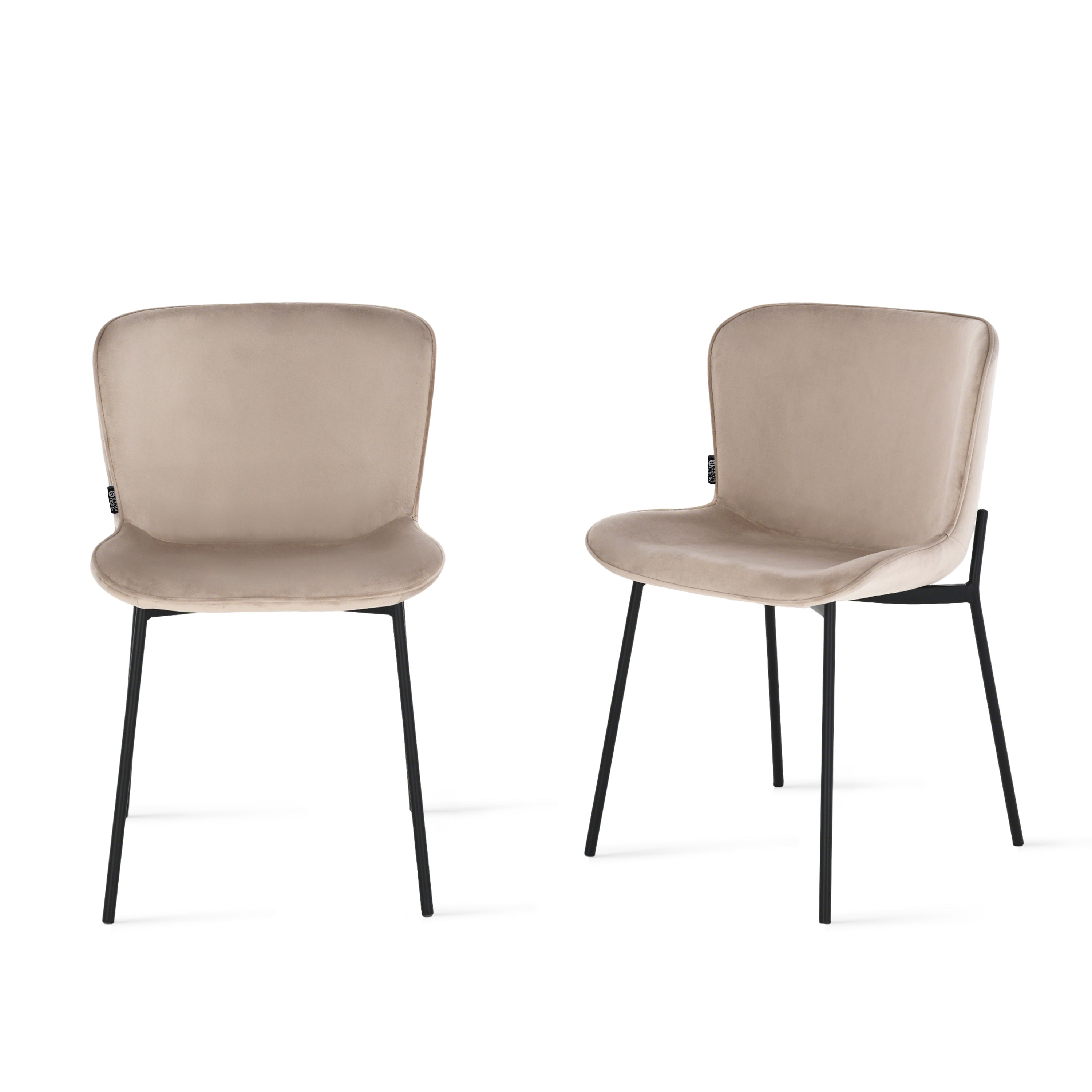 Chaises en velours Ambra, Lot de 2, Beige