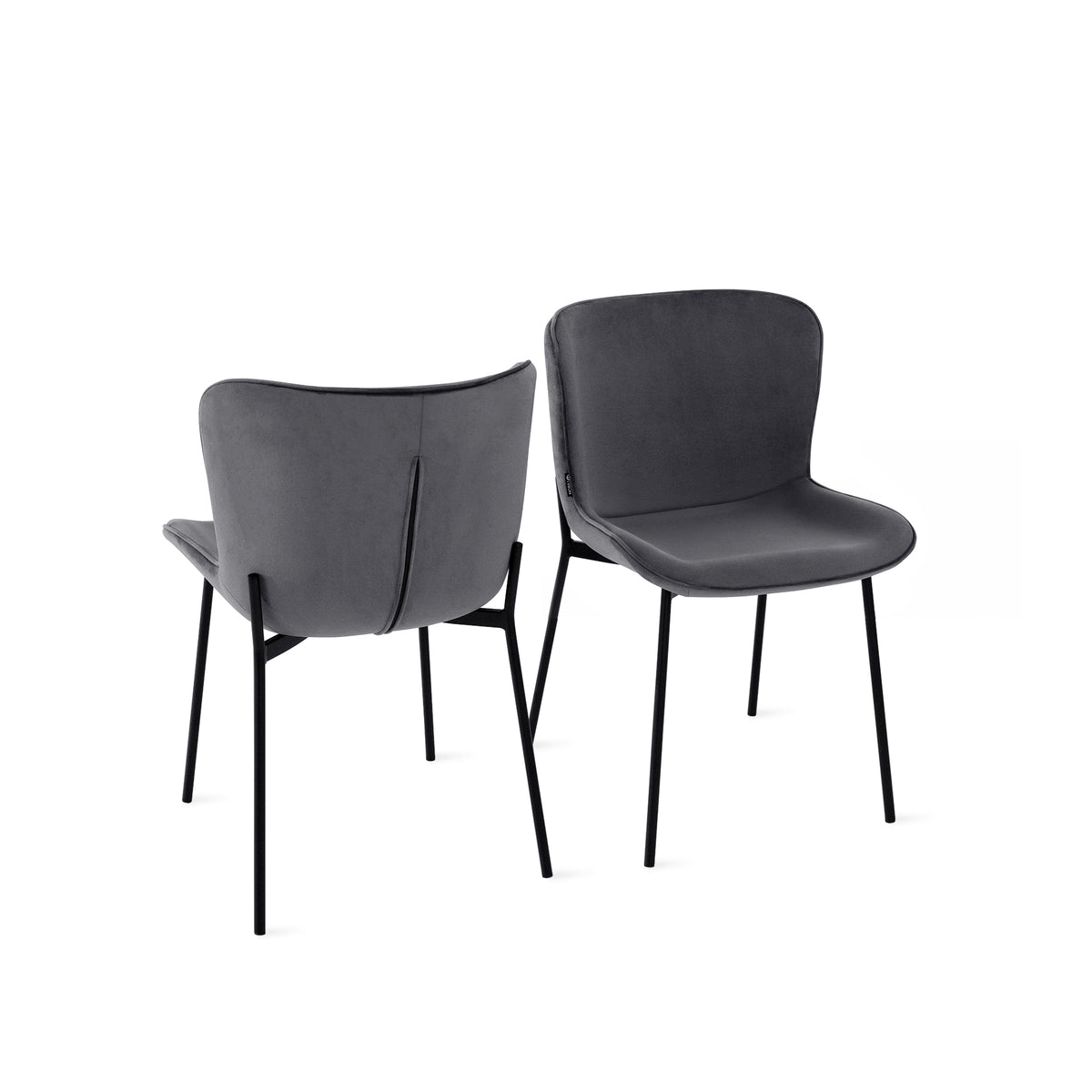 Ambra Velvet Chairs, Set of 2, Anthracite