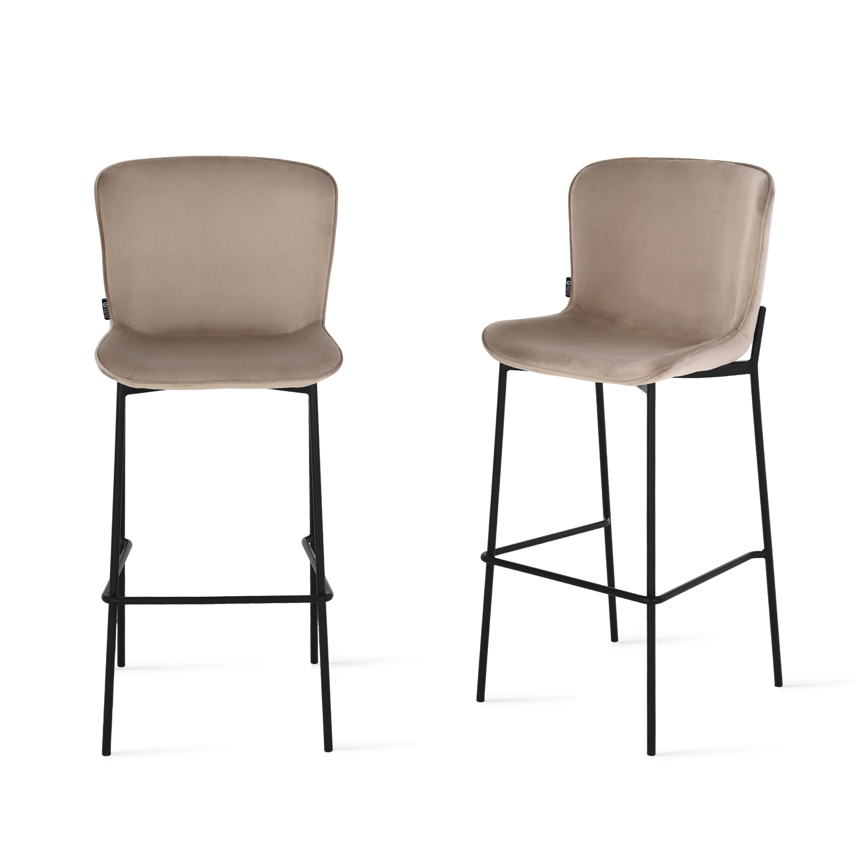 Sgabelli in velluto Ambra, Set da 2, Beige