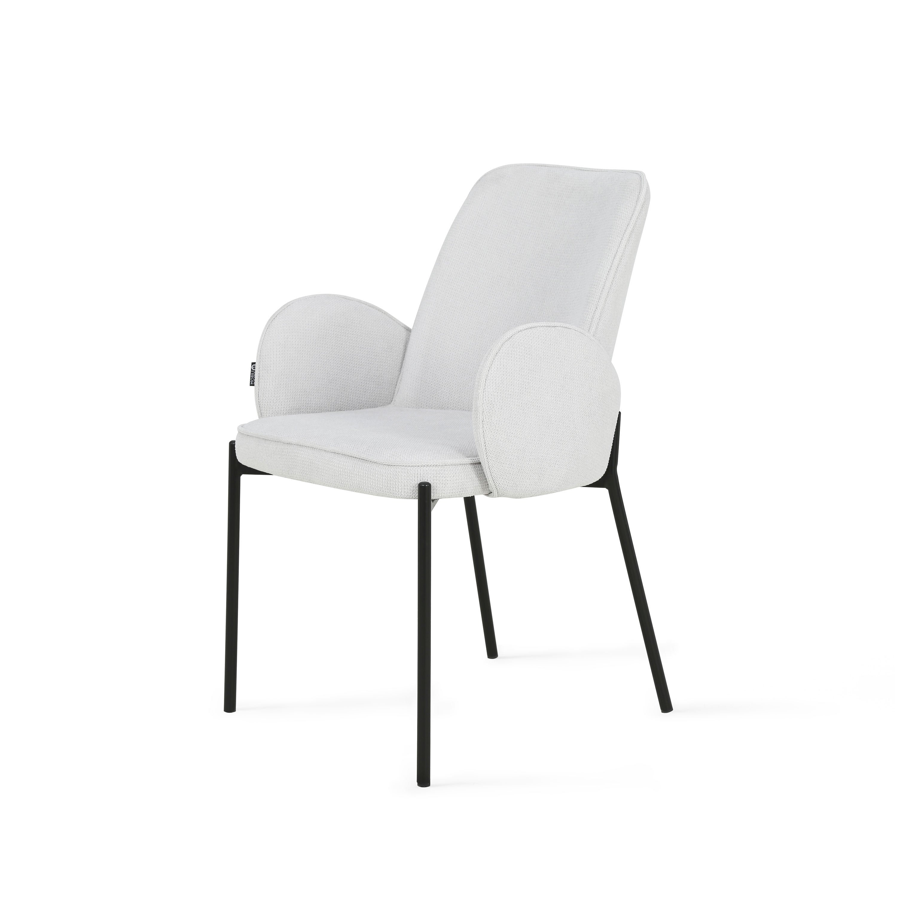 Agata Fabric Chairs, Set of 2, Ice White - Detail image 2