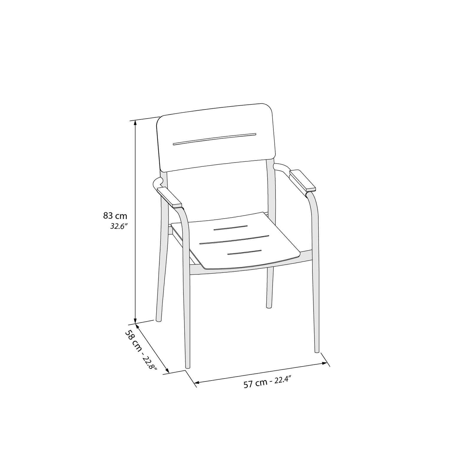 Chaises d'extérieur Arya, lot de 6, Beige et teck - Immagine tecnica 1