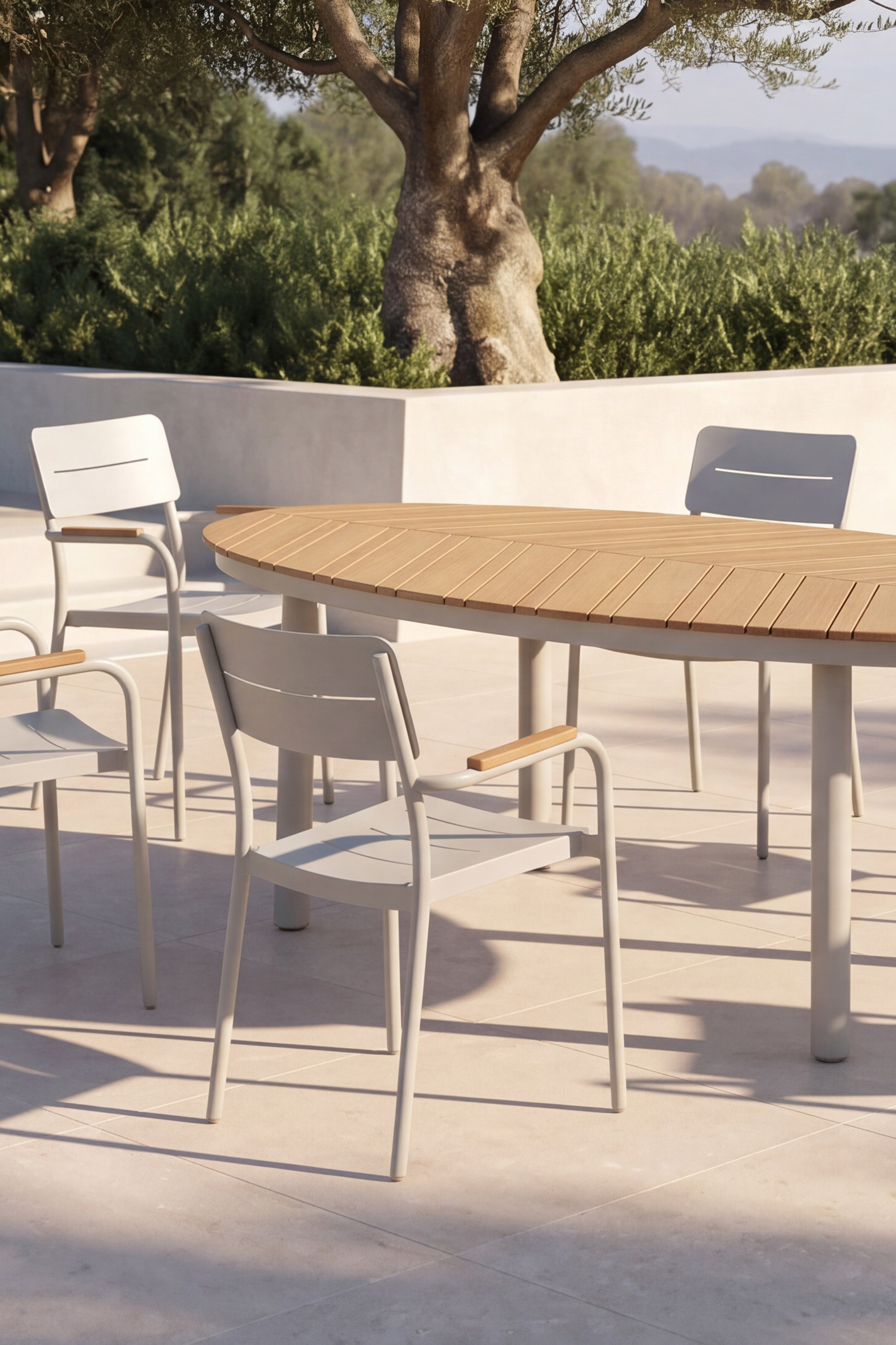 Sedie da esterno Arya, set da 6, Beige e teak - Immagine dettaglio 5