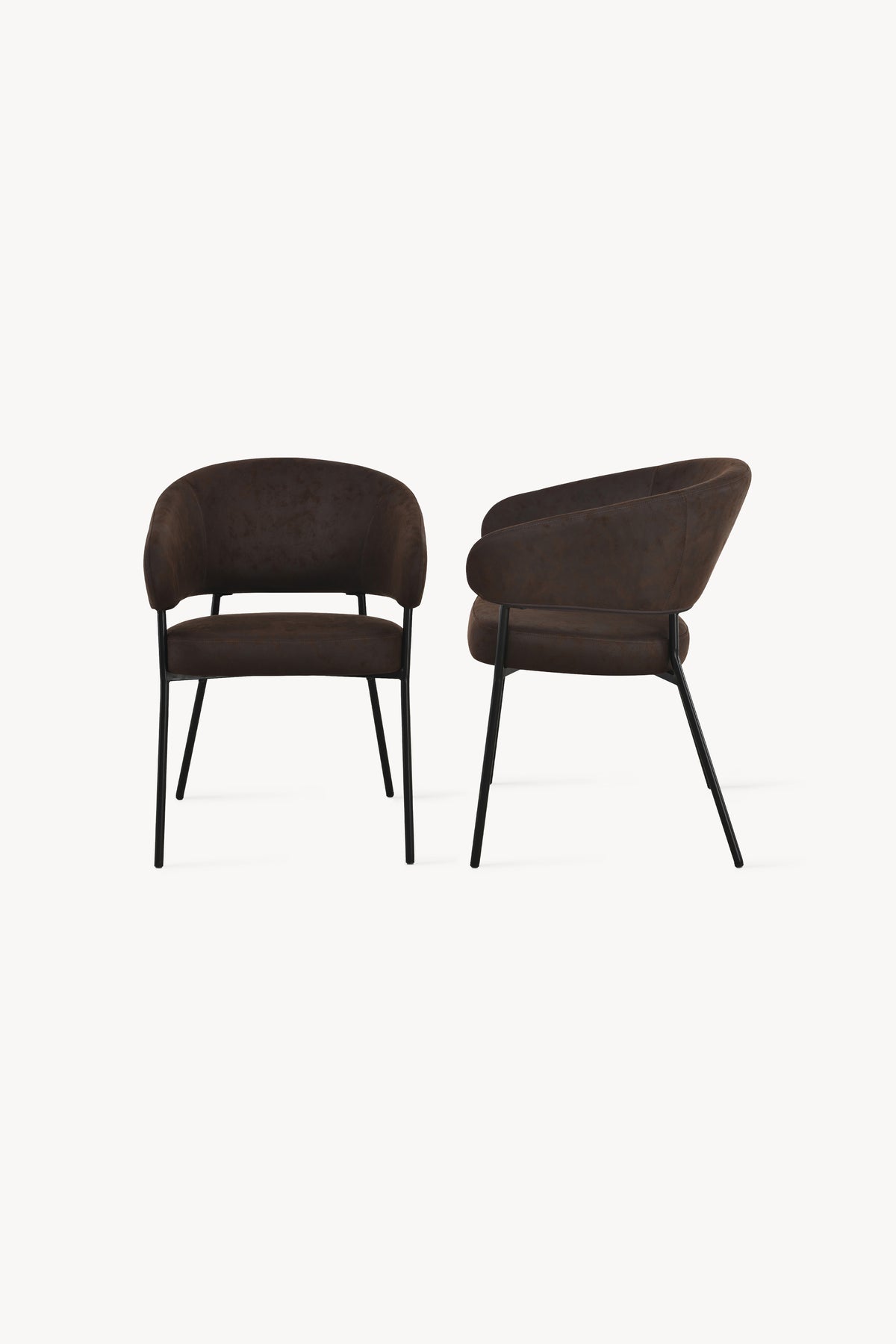 Chaises en similicuir Dallas, Lot de 2, Marron foncé - Image de détail 2