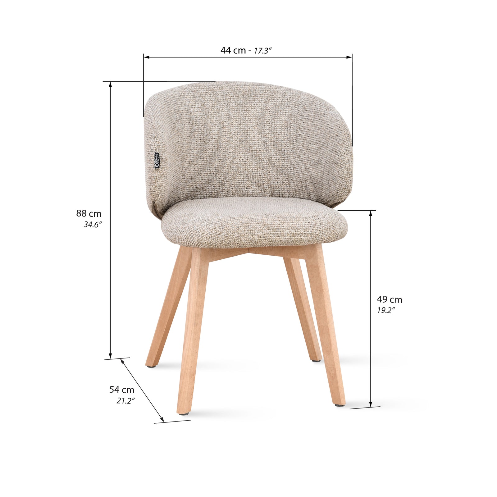 Federica Fabric Chairs, Set of 2, Beige - Immagine tecnica 1