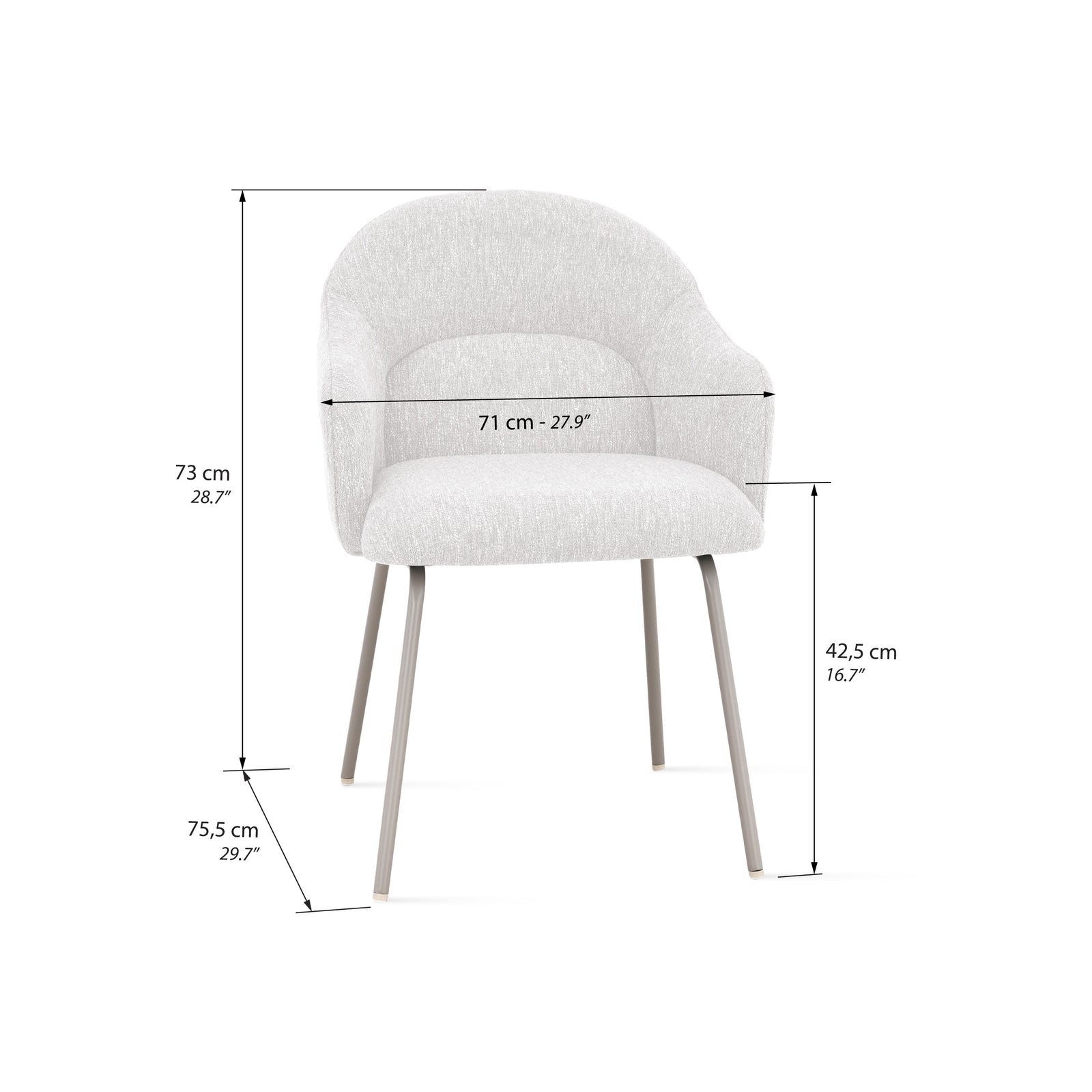Stühle aus Stoff Giulia, 2er-Set, Weiß - Immagine tecnica 1