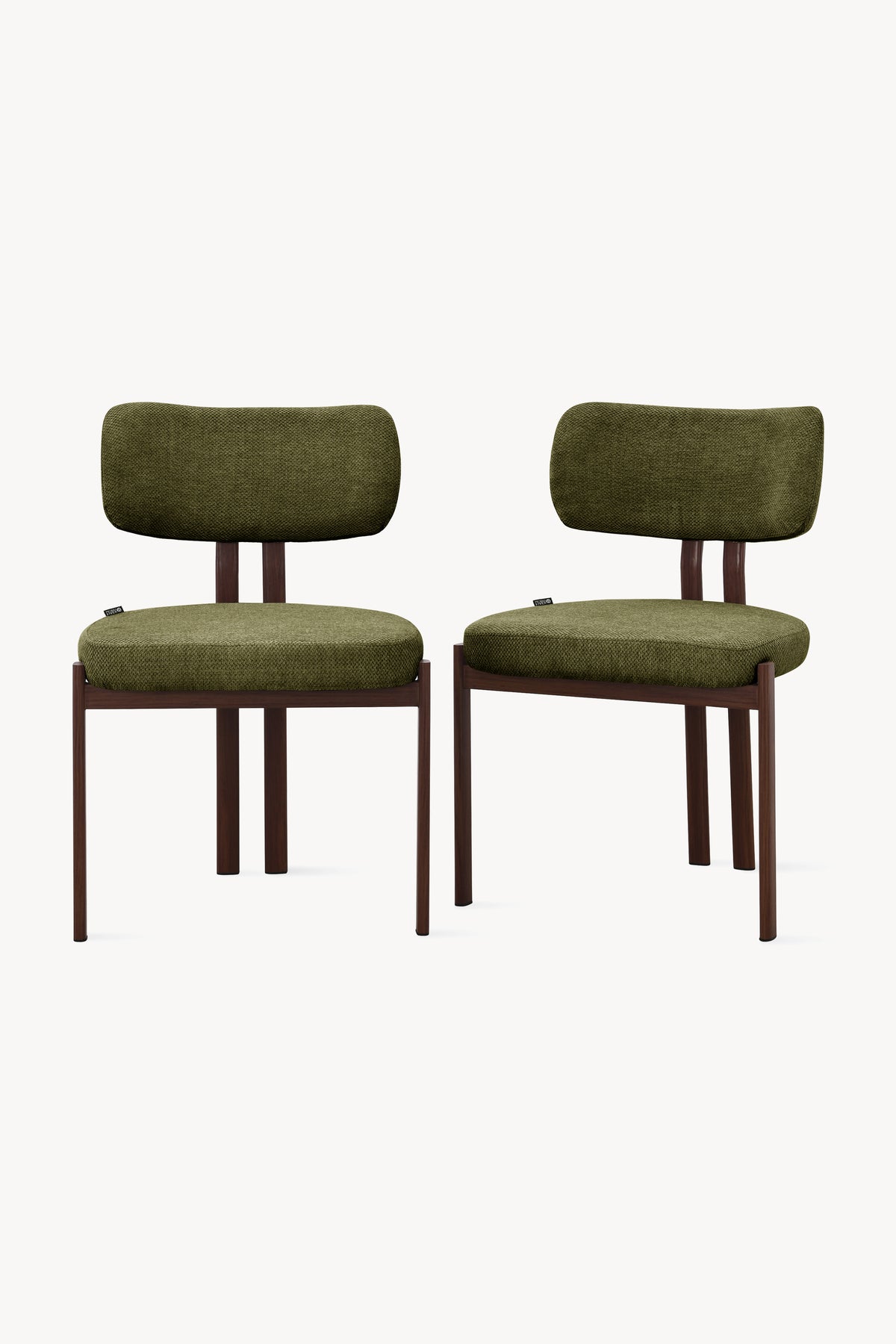 Laura Fabric Chairs, Set of 2, Green with Wood-Effect Metal Legs