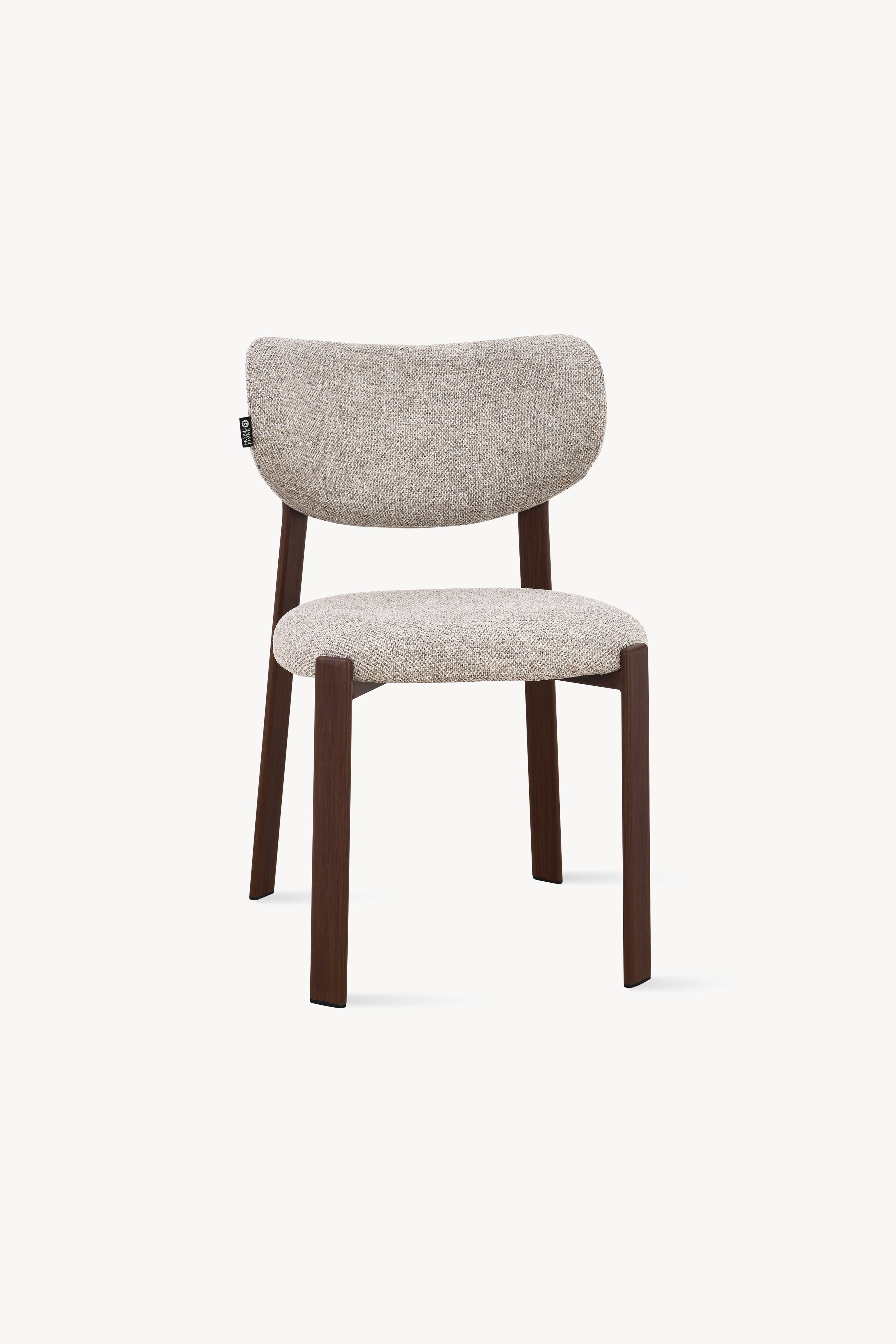 Matilda Stoffstühle, 2er-Set, Beige mit Metallbeinen in Dunkelholzoptik - Detailbild 3