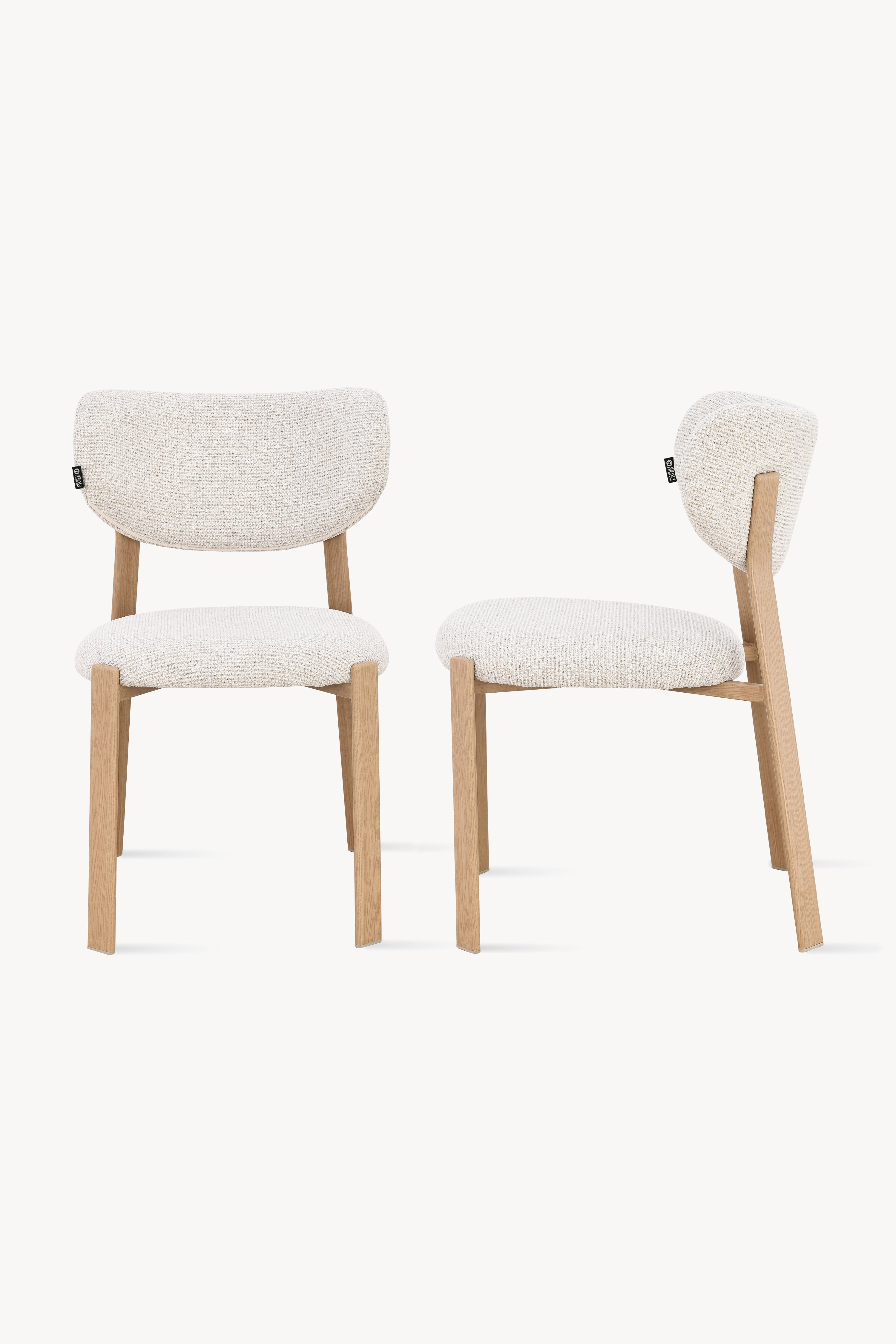 Sedie in tessuto Matilda, Set da 2, Bianco Panna con gambe in metallo finitura legno chiaro - Immagine dettaglio 15