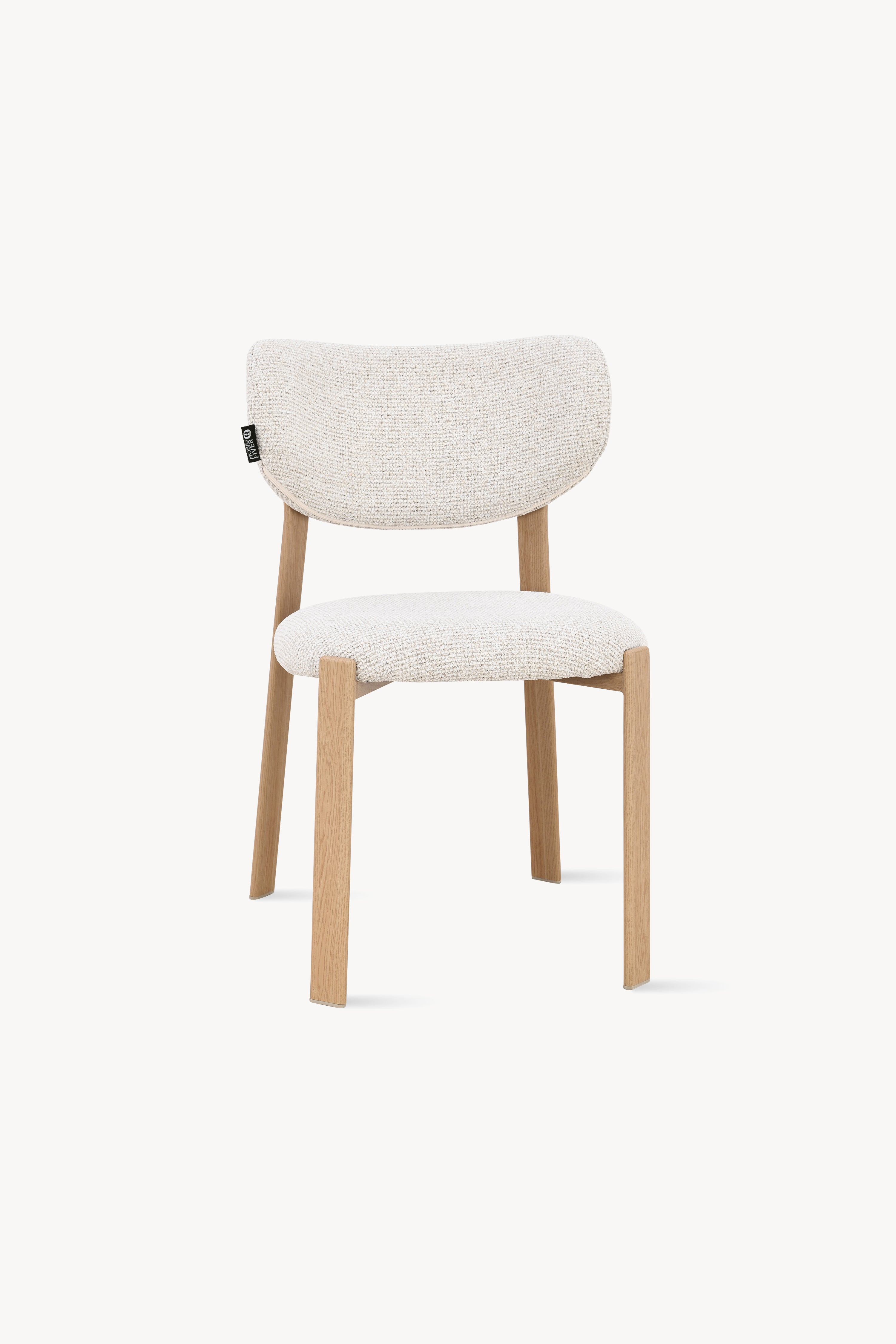 Sedie in tessuto Matilda, Set da 2, Bianco Panna con gambe in metallo finitura legno chiaro - Immagine dettaglio 16