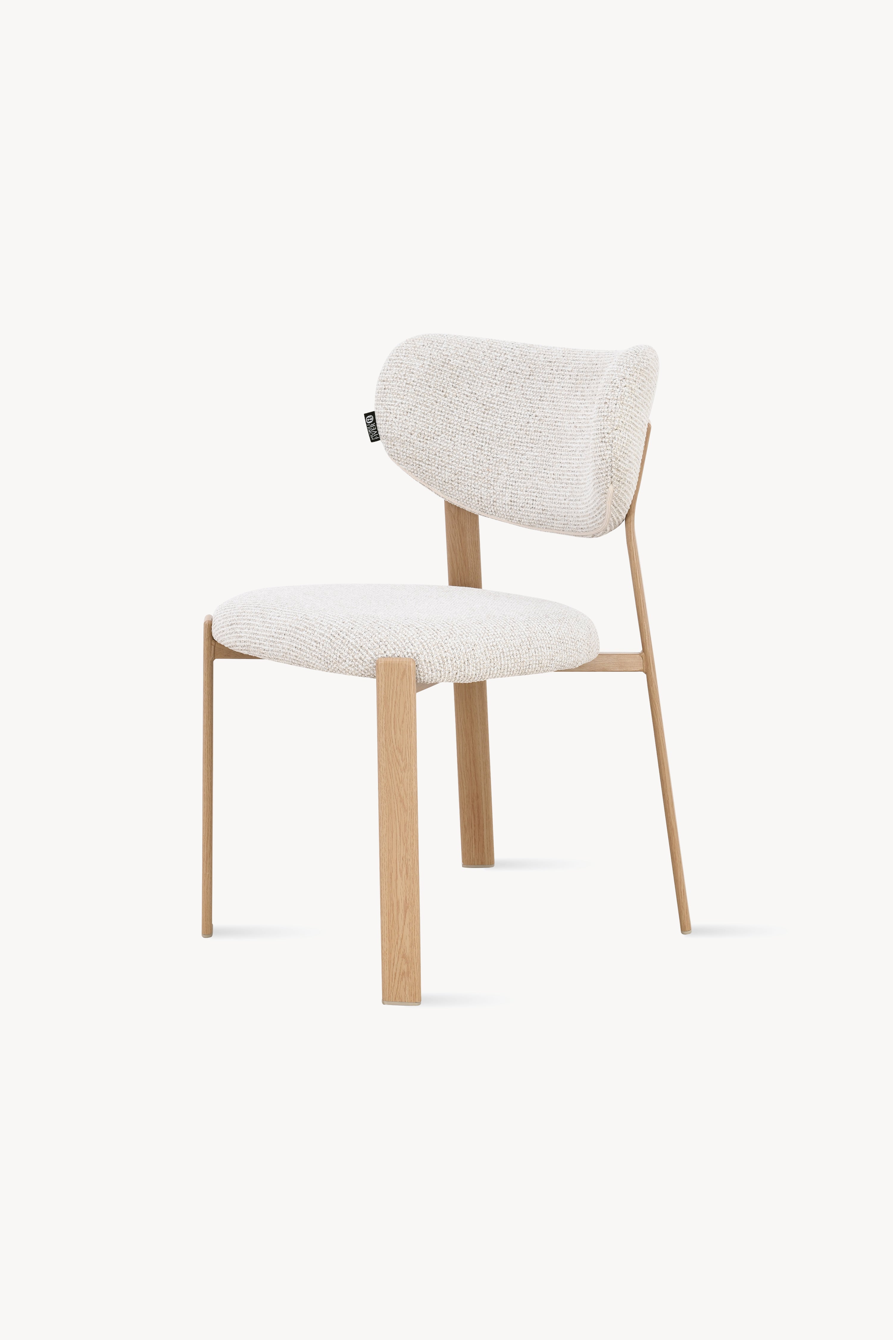 Sedie in tessuto Matilda, Set da 2, Bianco Panna con gambe in metallo finitura legno chiaro - Immagine dettaglio 5