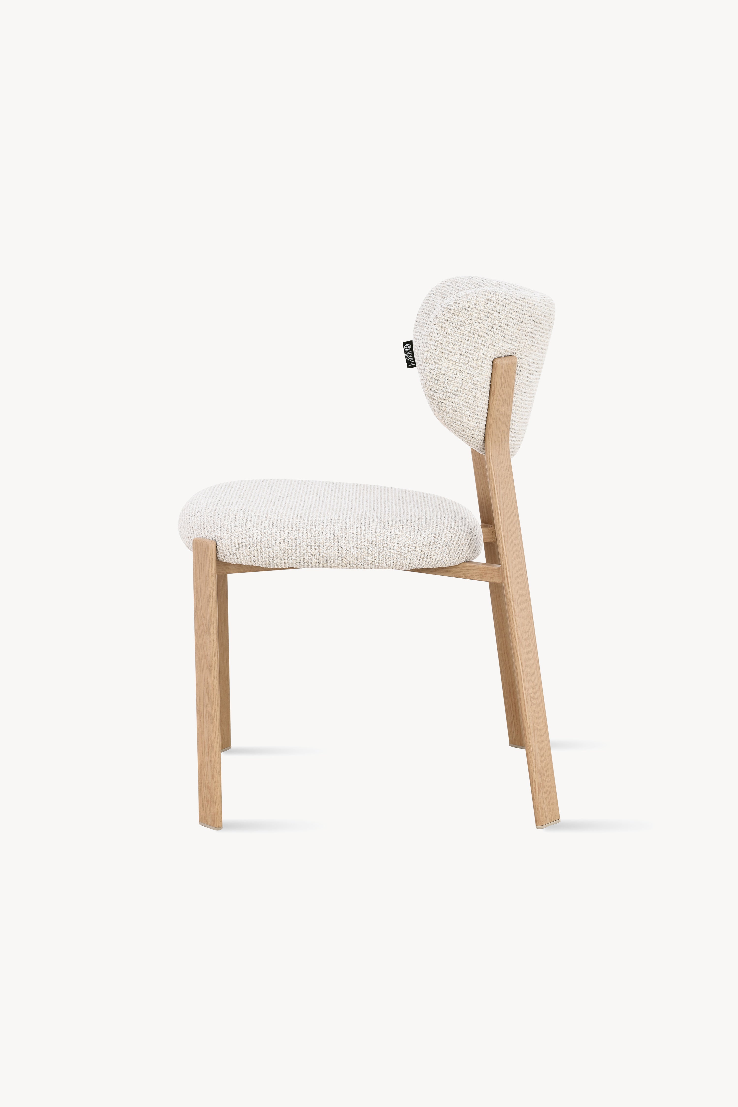 Sedie in tessuto Matilda, Set da 2, Bianco Panna con gambe in metallo finitura legno chiaro - Immagine dettaglio 4