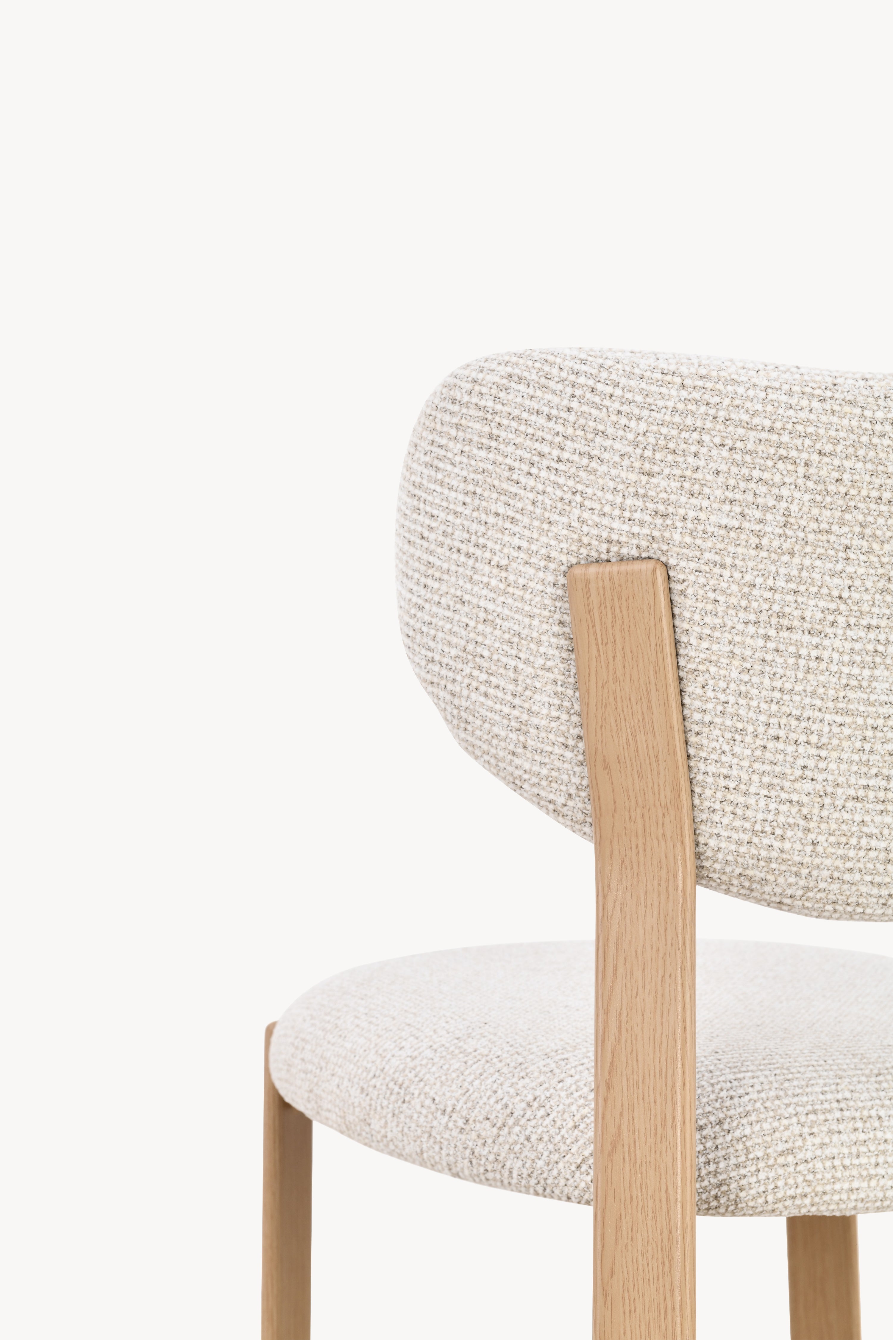 Sedie in tessuto Matilda, Set da 2, Bianco Panna con gambe in metallo finitura legno chiaro - Immagine dettaglio 8