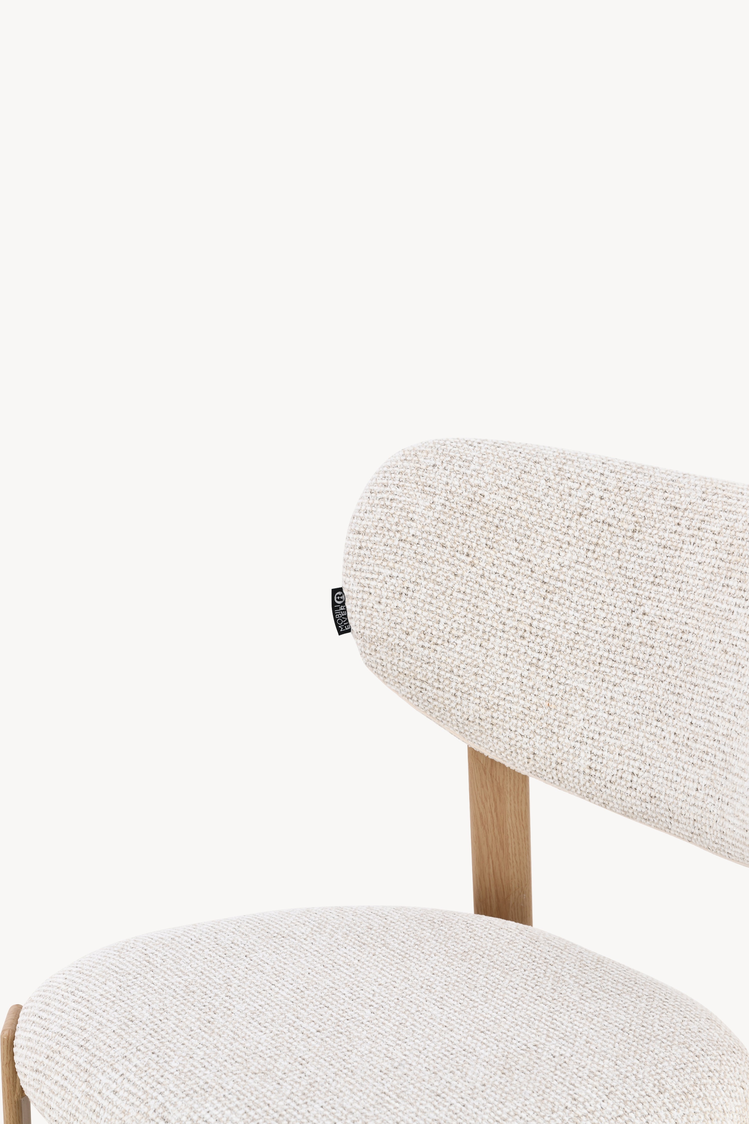 Sedie in tessuto Matilda, Set da 2, Bianco Panna con gambe in metallo finitura legno chiaro - Immagine dettaglio 14