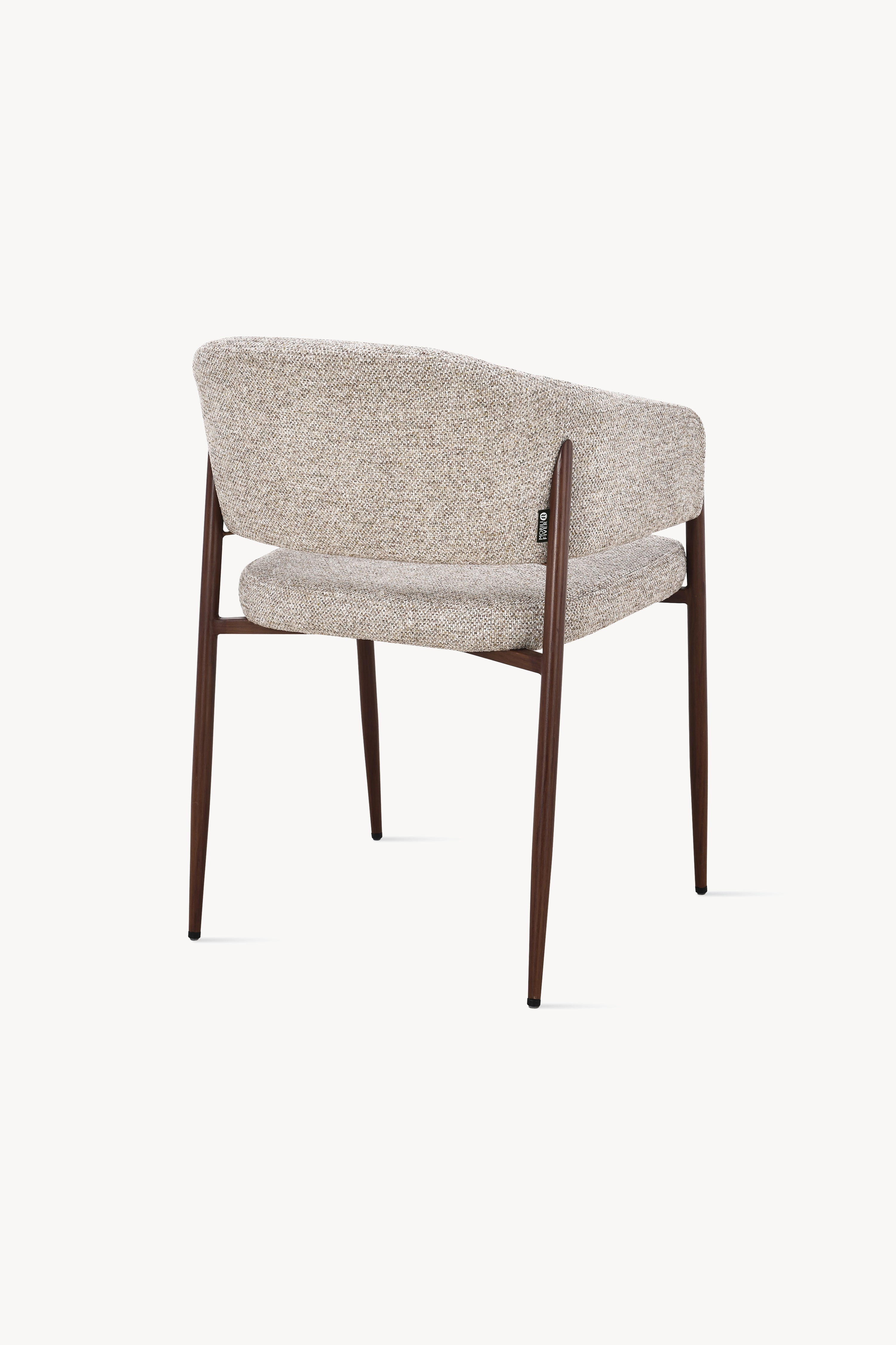 Martina Stoffstühle, 2er-Set, Beige mit Metallbeinen in Dunkelholzoptik - Detailbild 3