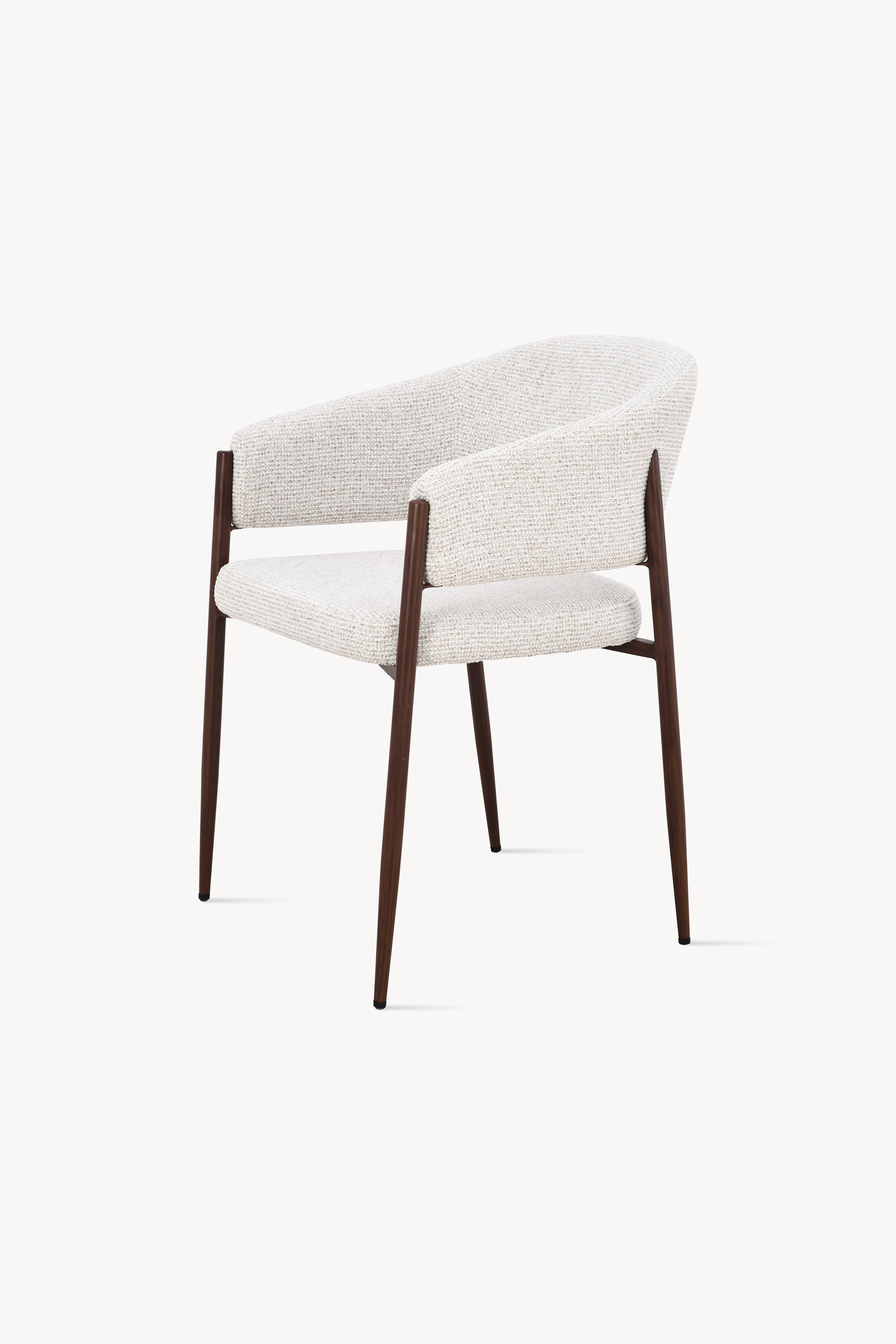 Martina Fabric Chairs, Set of 2, Cream White with Metal Legs in Dark Wood Finish - Detail image 6