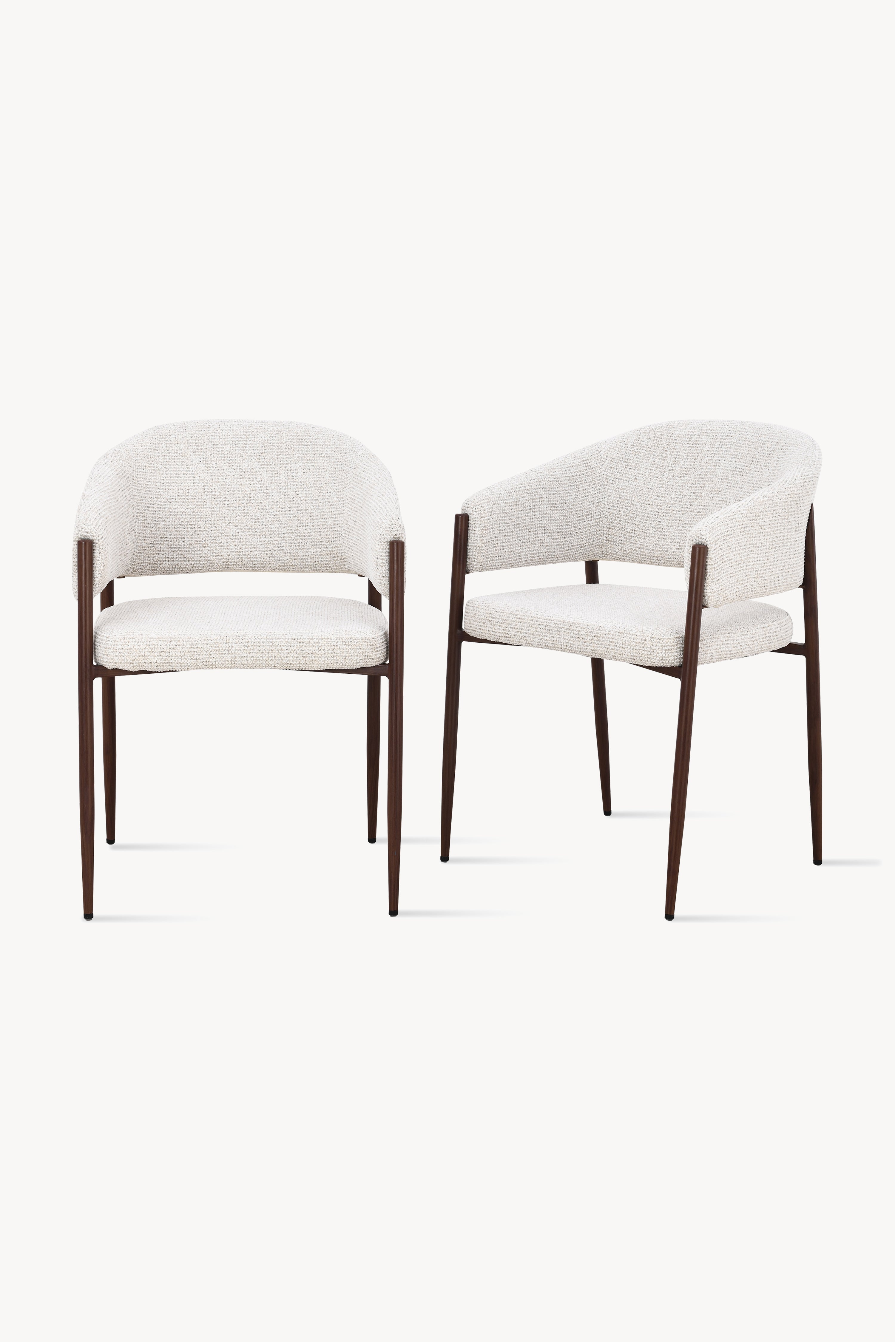 Martina Fabric Chairs, Set of 2, Cream White with Metal Legs in Dark Wood Finish - Main image