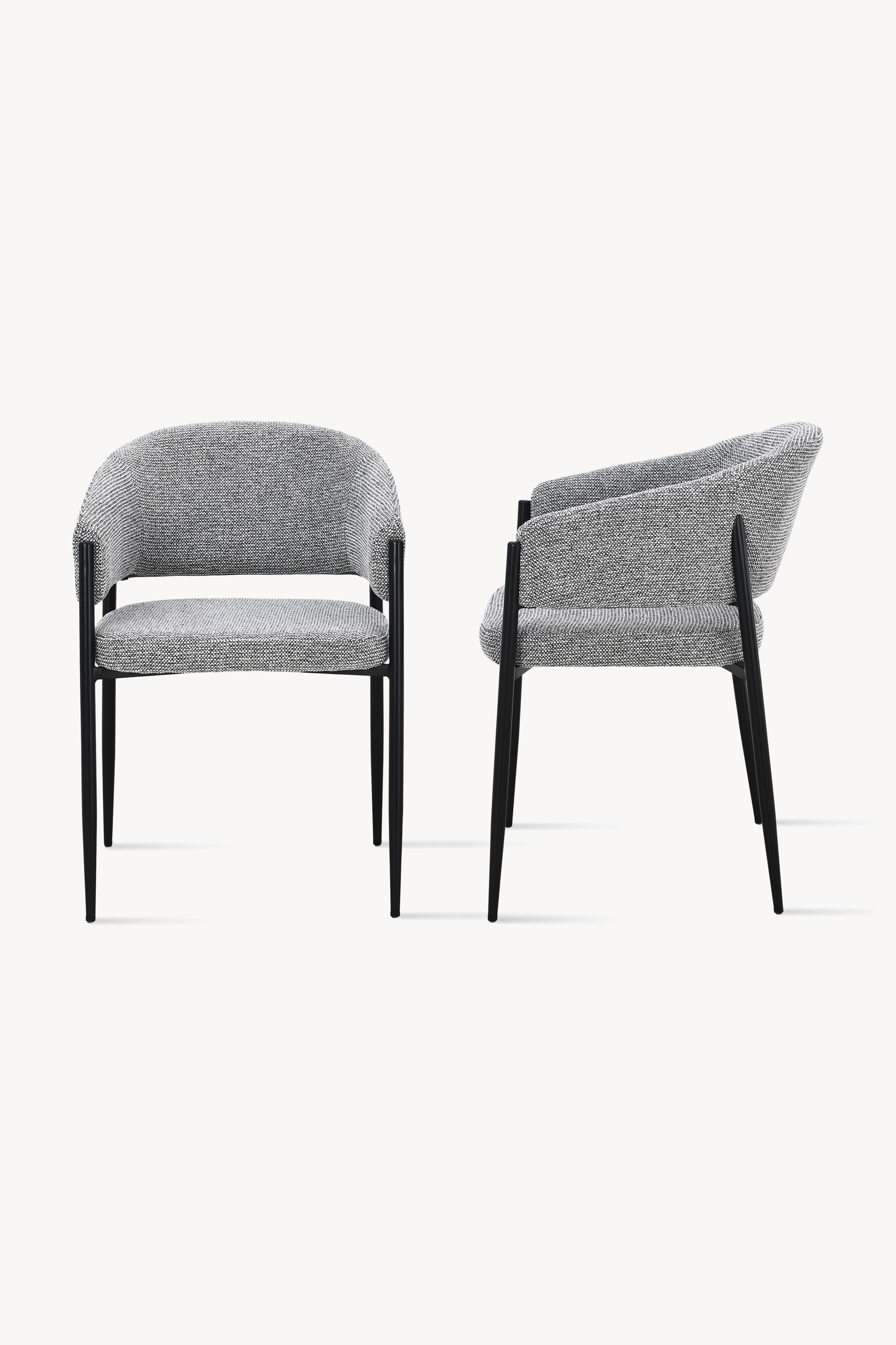 Martina Fabric Chairs, Set of 2, Grey with Black Metal Legs - Detail image 7