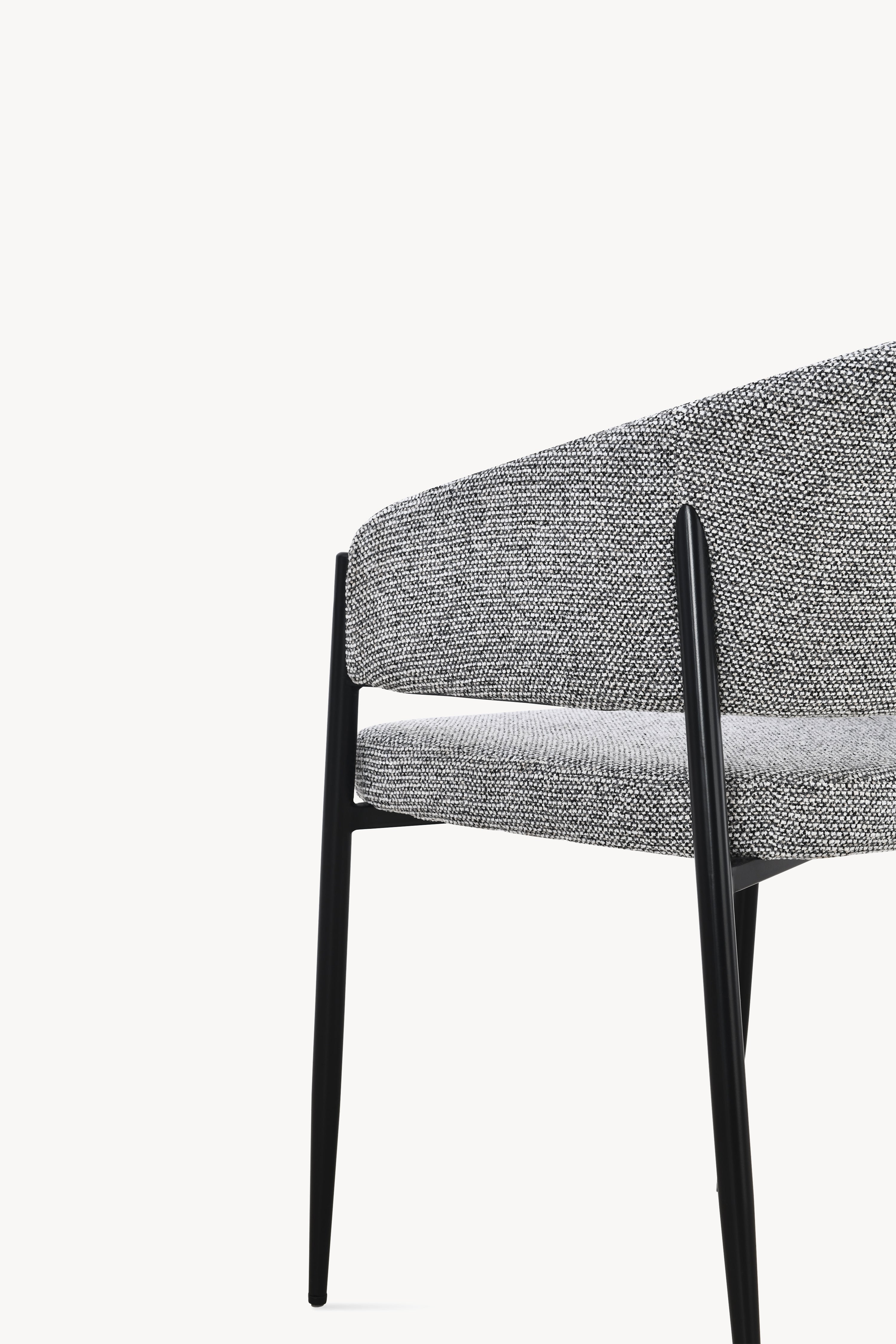 Martina Fabric Chairs, Set of 2, Grey with Black Metal Legs - Detail image 8