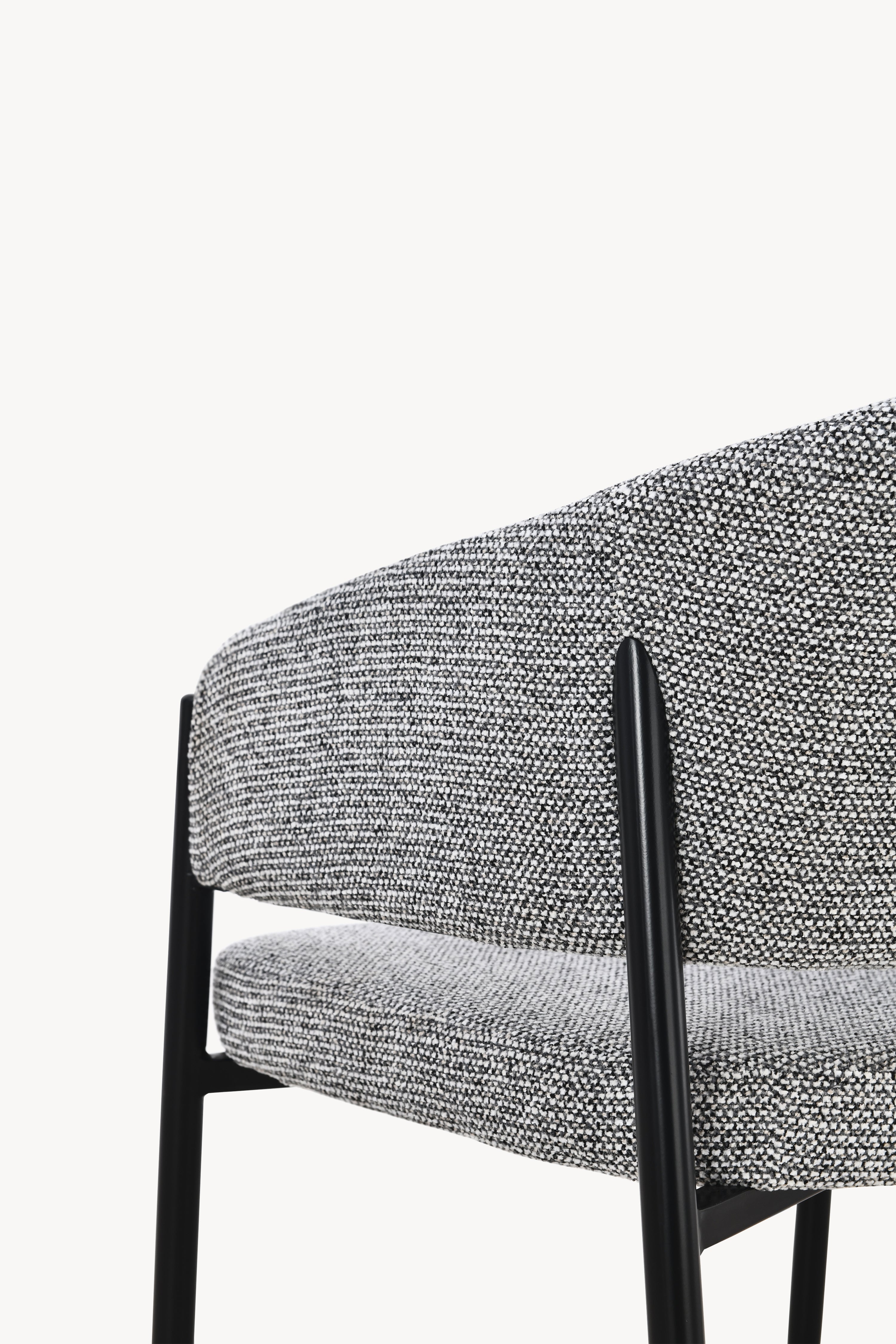 Martina Fabric Chairs, Set of 2, Grey with Black Metal Legs - Detail image 9