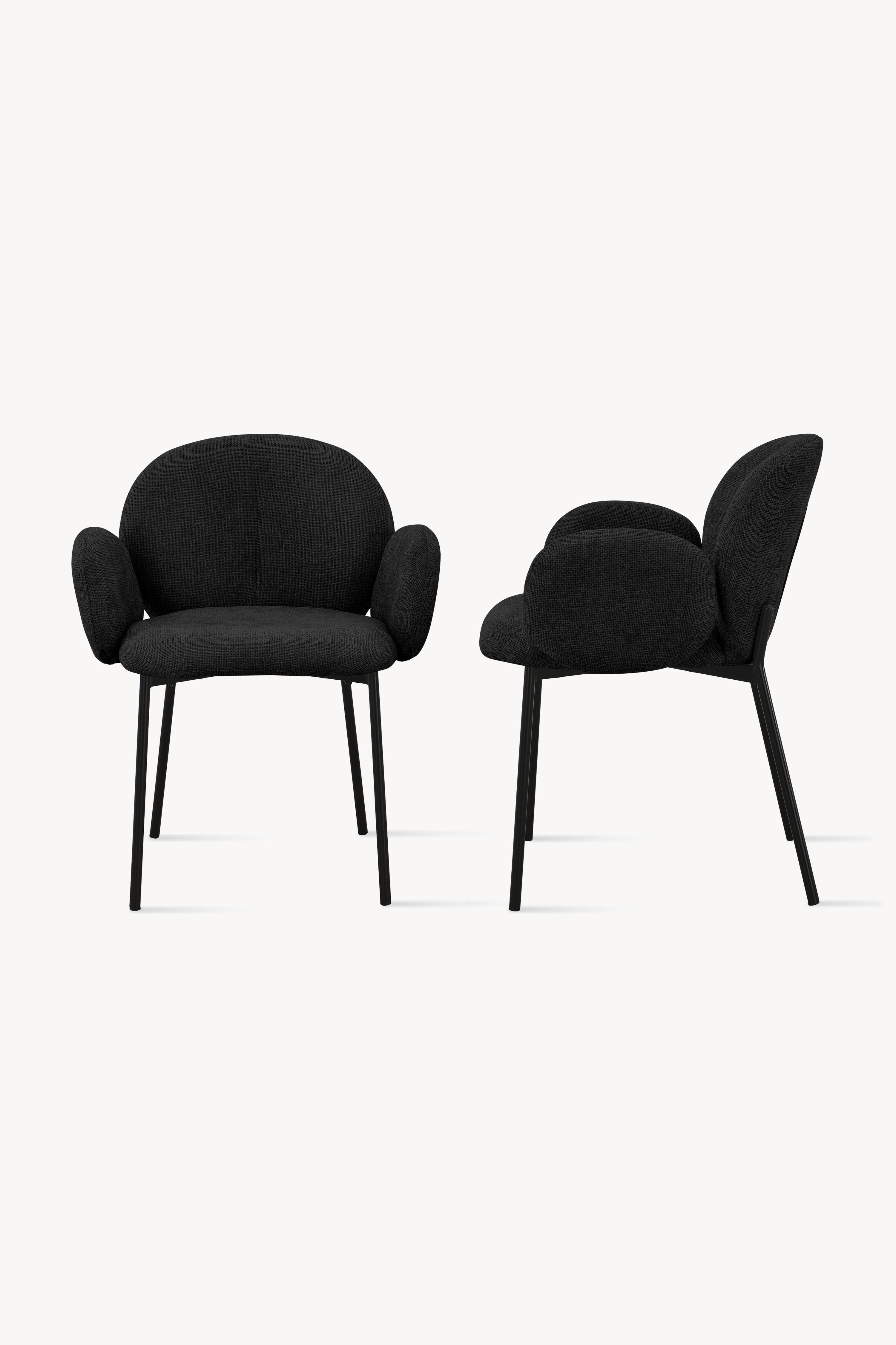 Sedie in tessuto Micky, Set da 2, Nero - Immagine dettaglio 3