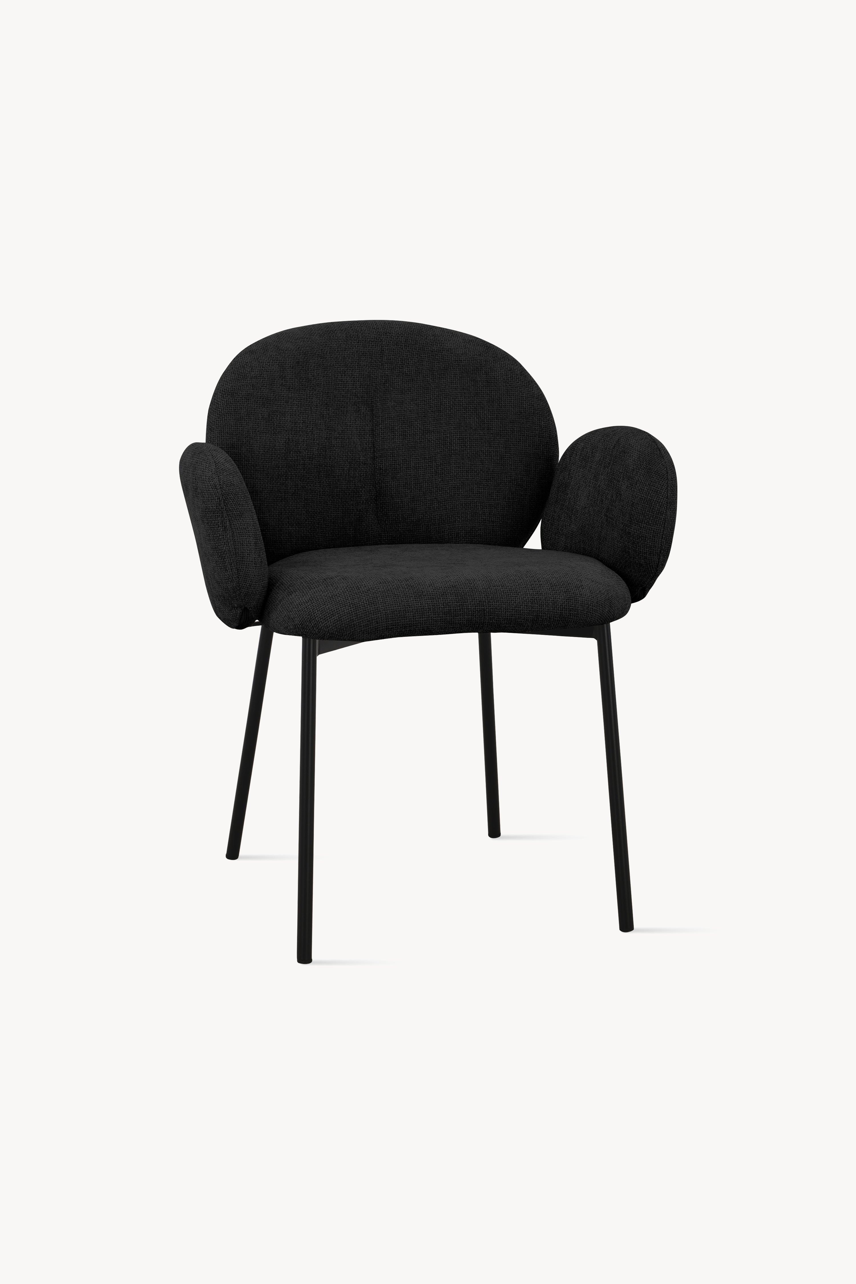Sedie in tessuto Micky, Set da 2, Nero - Immagine dettaglio 1