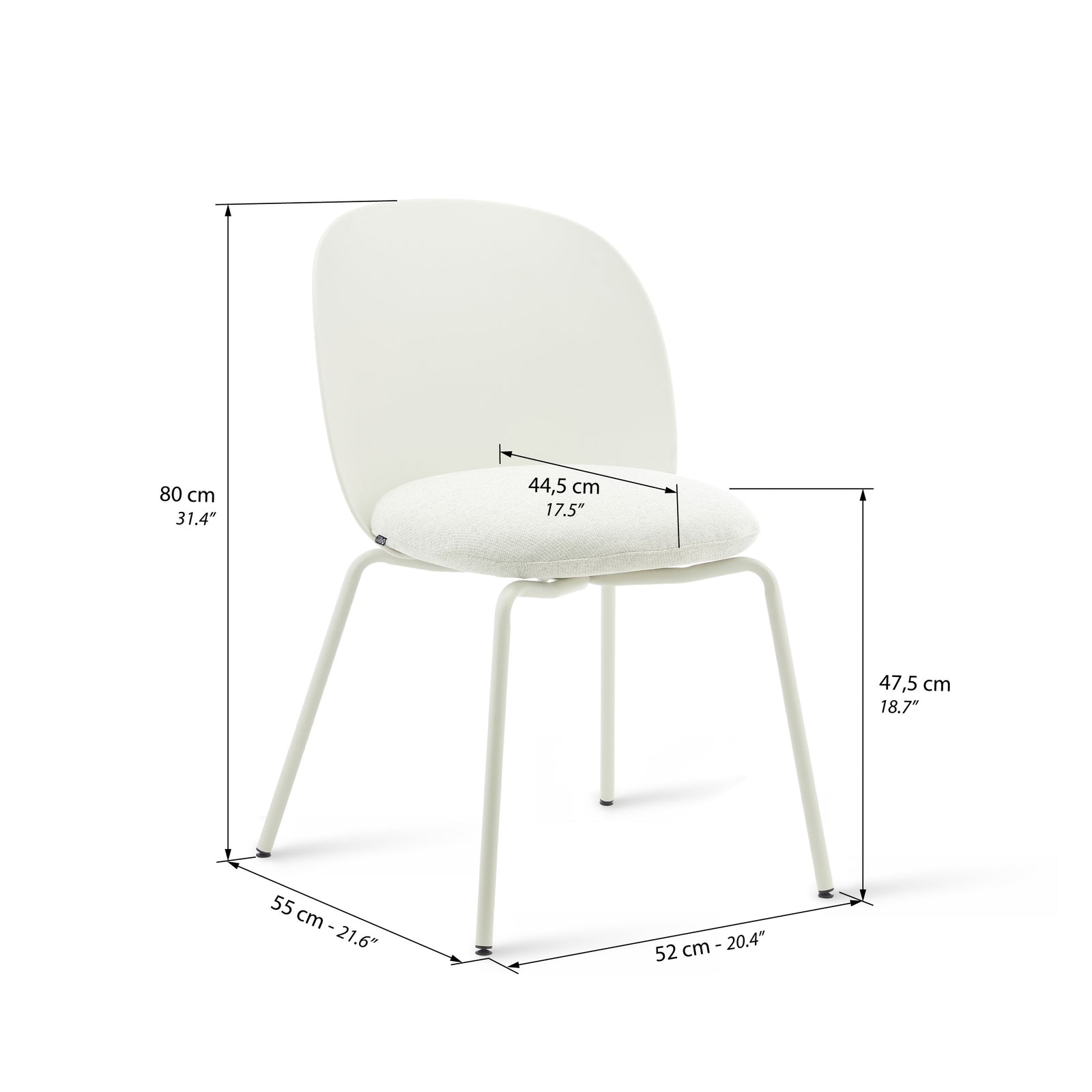 Sedie Marzia, set da 4, Bianco - Immagine tecnica 1